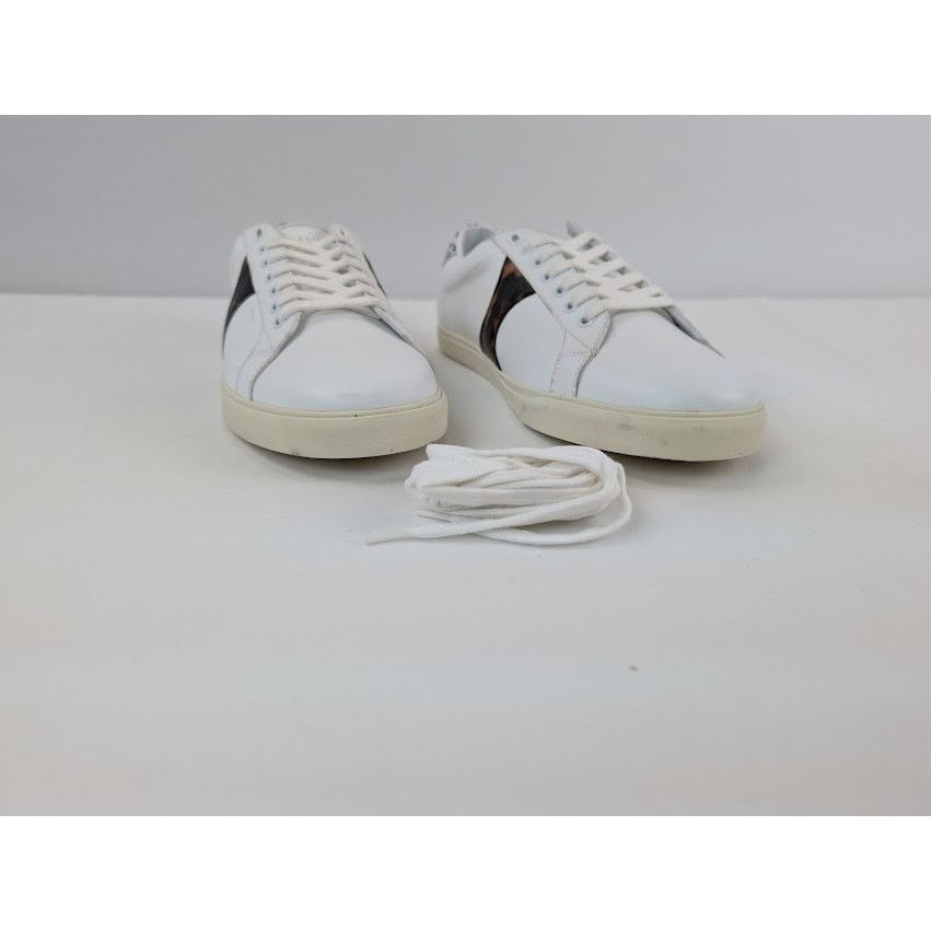 Celine o1rshd1 Smooth Leather Low Top Sneakers White/ Brown/ Black Size US 10 / EU 43 - 5 Thumbnail