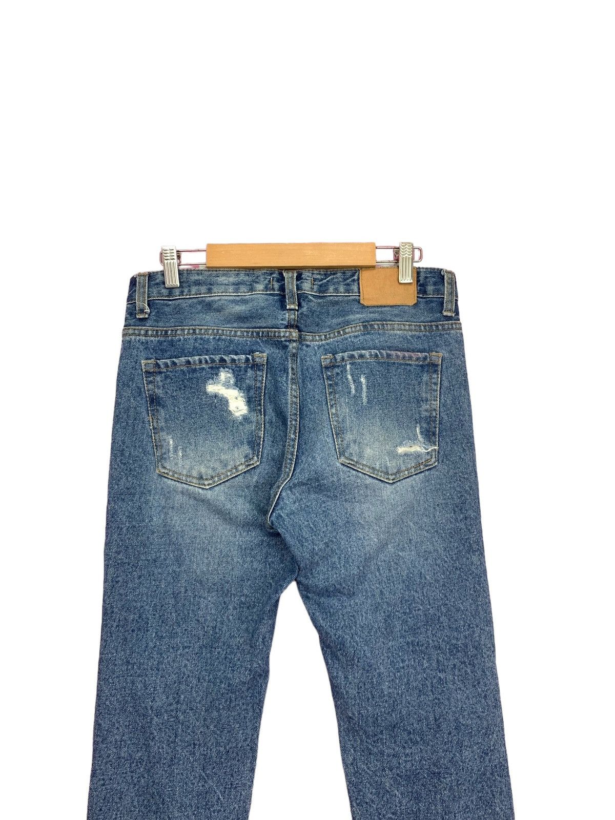 Japanese Brand Nikisix Y2k Style Slim Distressed Denim Pants (AD28) Size 29" - 9 Thumbnail
