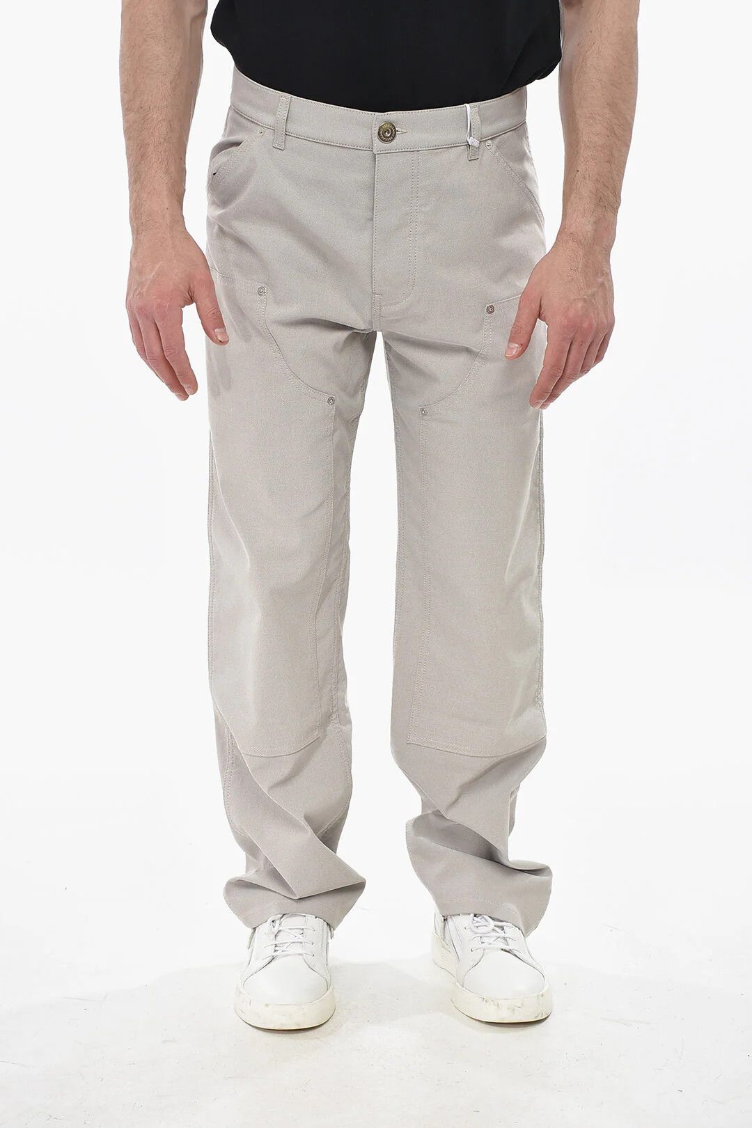 Salvatore Ferragamo og1mm0426 Cotton-Blend Pant in Beige Size US 34 / EU 50 - 1 Thumbnail