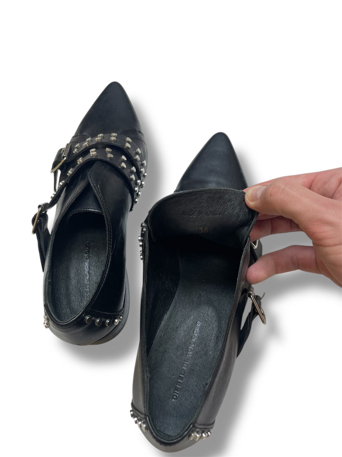 Diesel Black Gold NEW! Diesel Black Gold Womens Leather Studded Biker Loafers Size US 8 / IT 38 - 8 Thumbnail