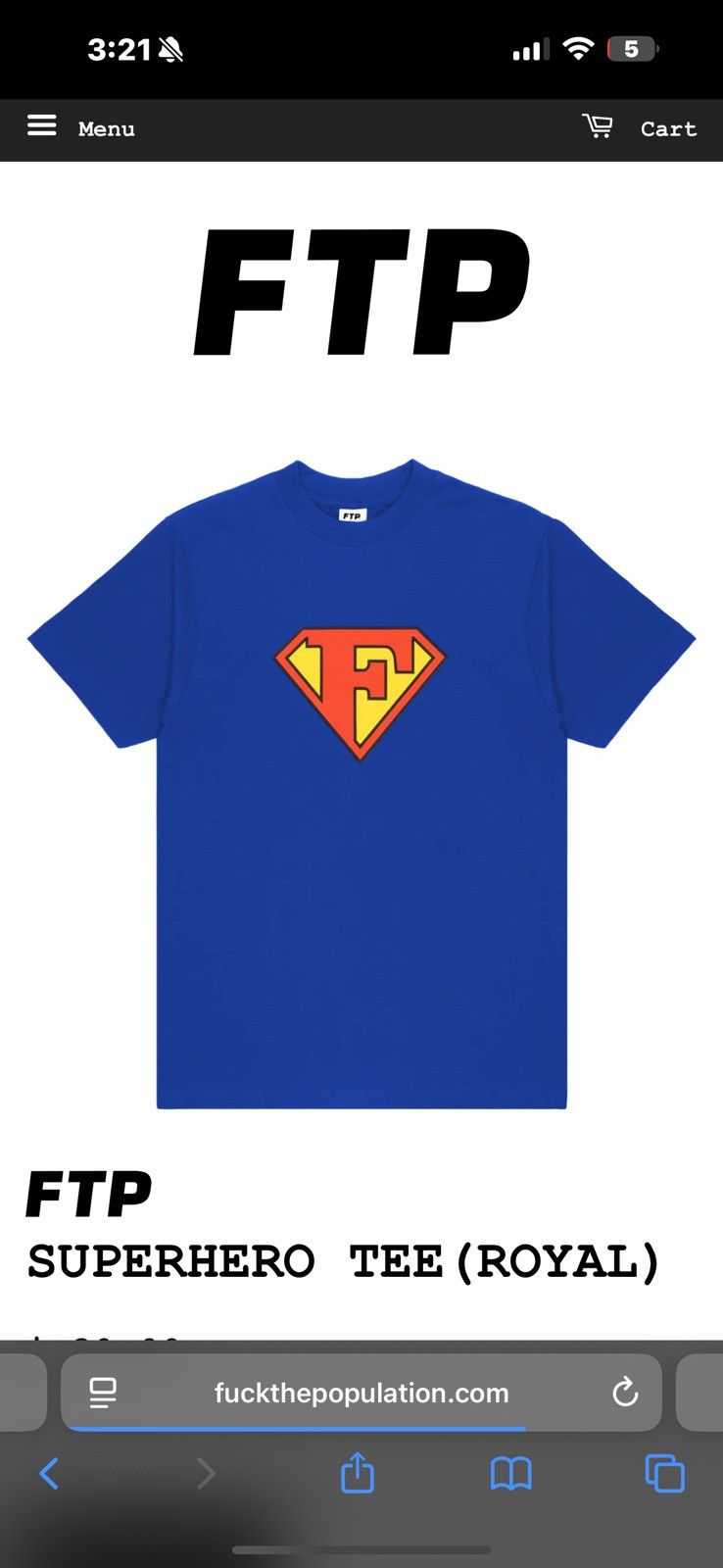 Fuck The Population FTP SUPERHERO TEE (ROYAL) Size US M / EU 48-50 / 2 - 2 Thumbnail