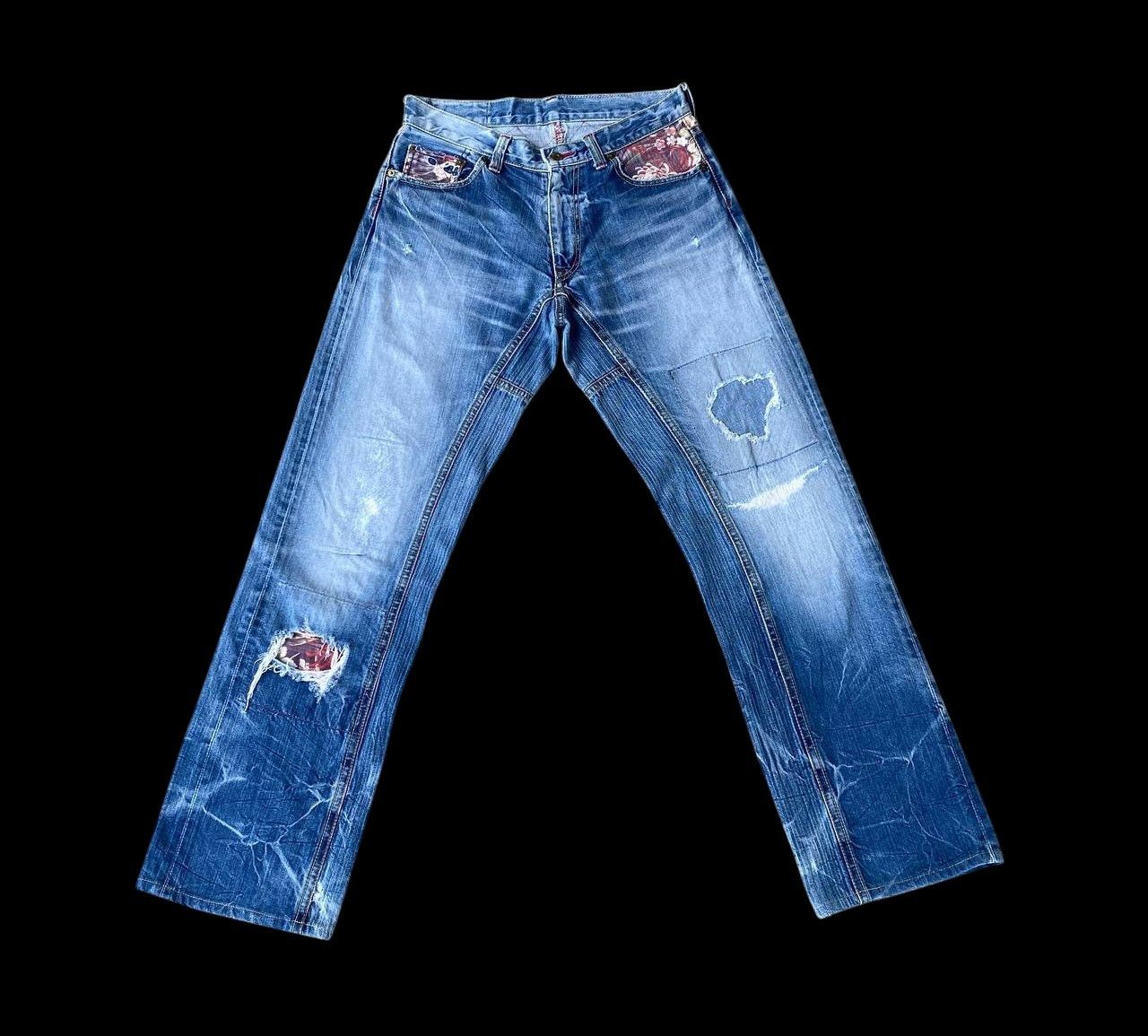 Eternal W29 EXTERNAL JAPAN DISTRESSED THUNDERSTORM MARK FADED BLUE Size US 30 / EU 46 - 3 Thumbnail