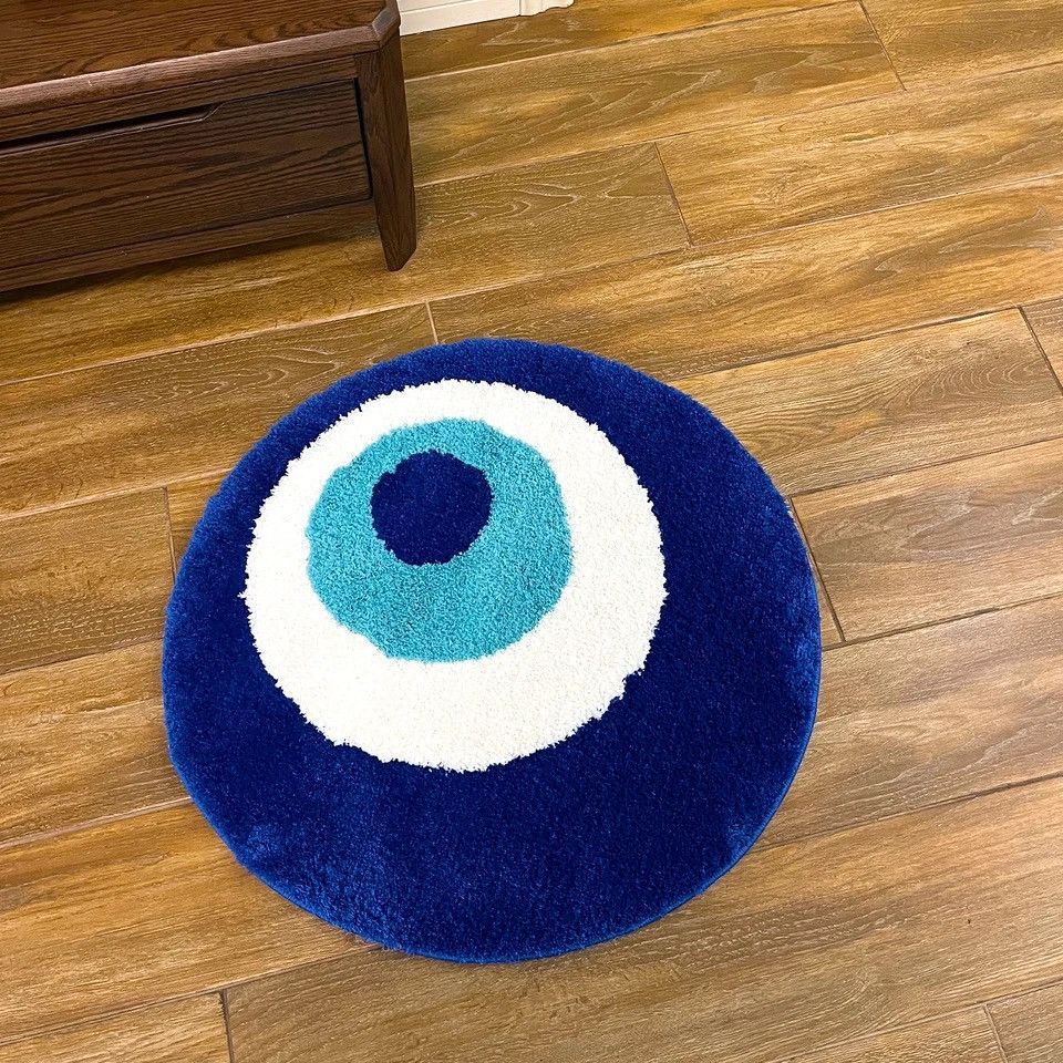 Vintage Fluffy Evil Eye Circle Rug Carpet ( 60x60cm ) Size ONE SIZE - 4 Thumbnail