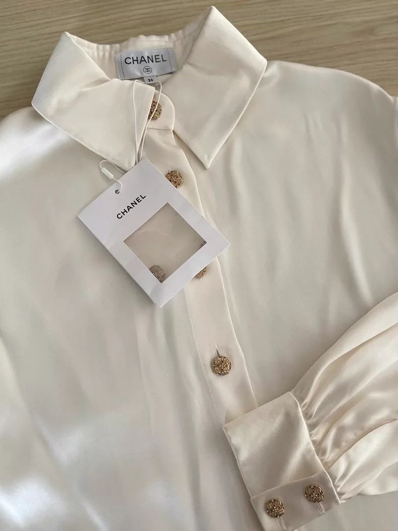Chanel Chanel Silk white gold shirt Size XS / US 0-2 / IT 36-38 - 4 Thumbnail