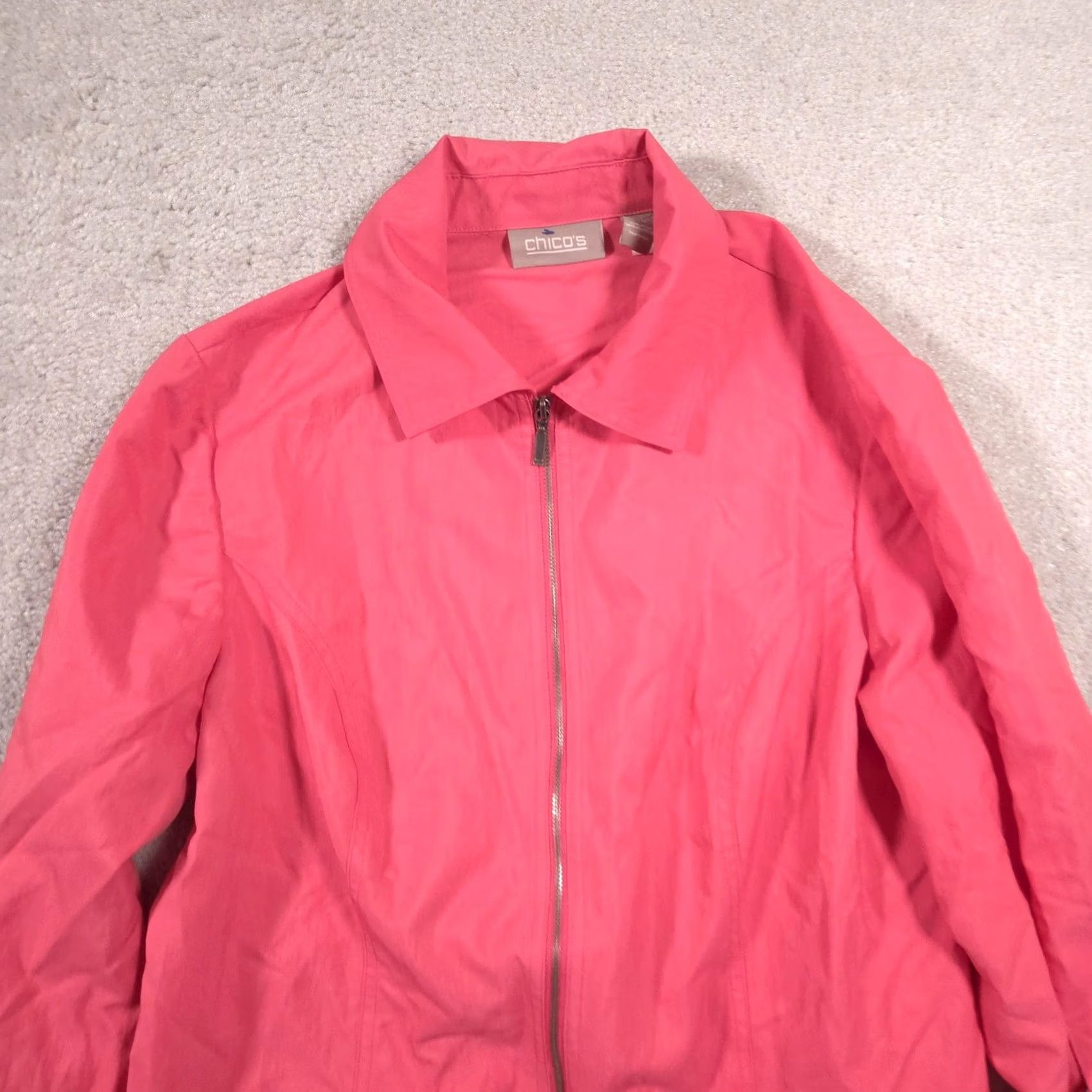 Vintage VINTAGE Chico's Jacket Womens 1 Pink Lightweight Microfiber Full Zip Collar Pockets Size XS / US 0-2 / IT 36-38 - 2 Thumbnail