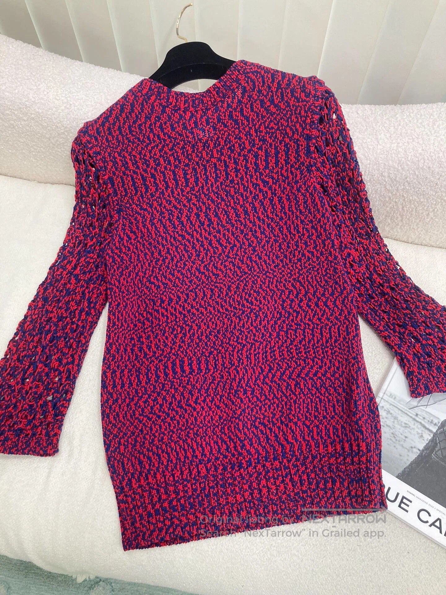 Chanel Chanel Red Blue Open Knit Sweater. Size US S / EU 44-46 / 1 - 2 Thumbnail