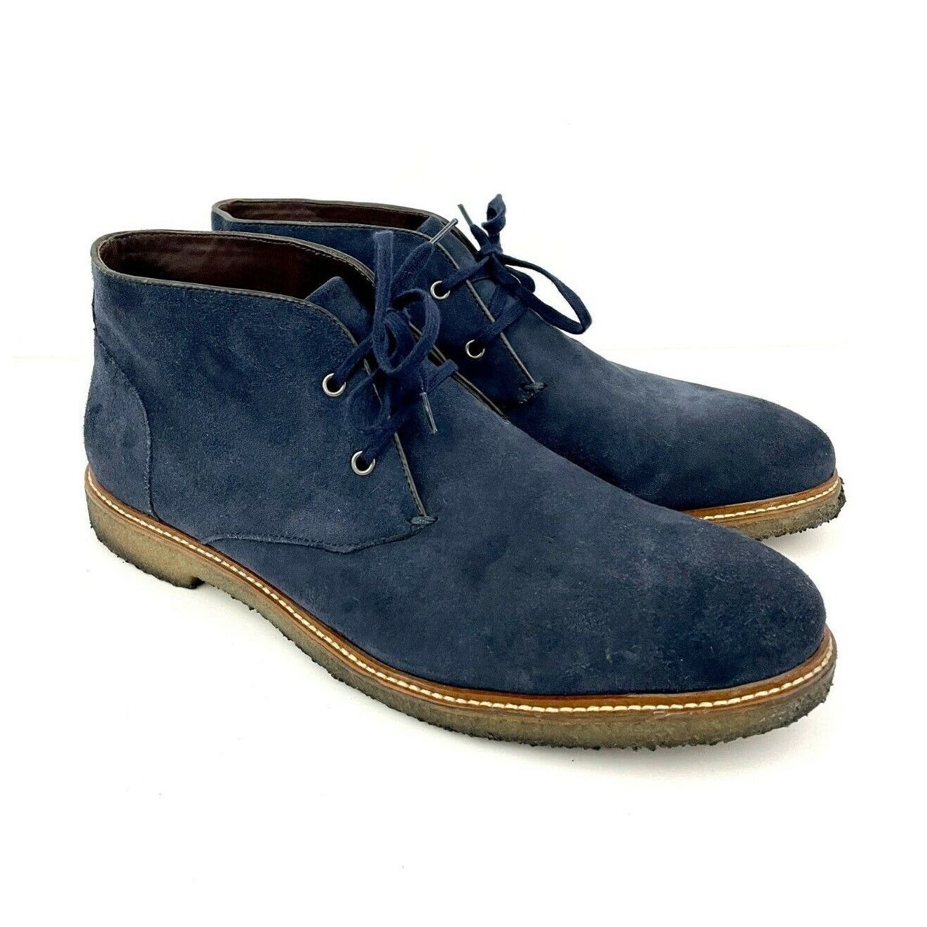 Bloomingdale's Blue Leather Lace Up Oxfords US 10.5 Dress Shoes Size US 10.5 / EU 43-44 - 1 Thumbnail