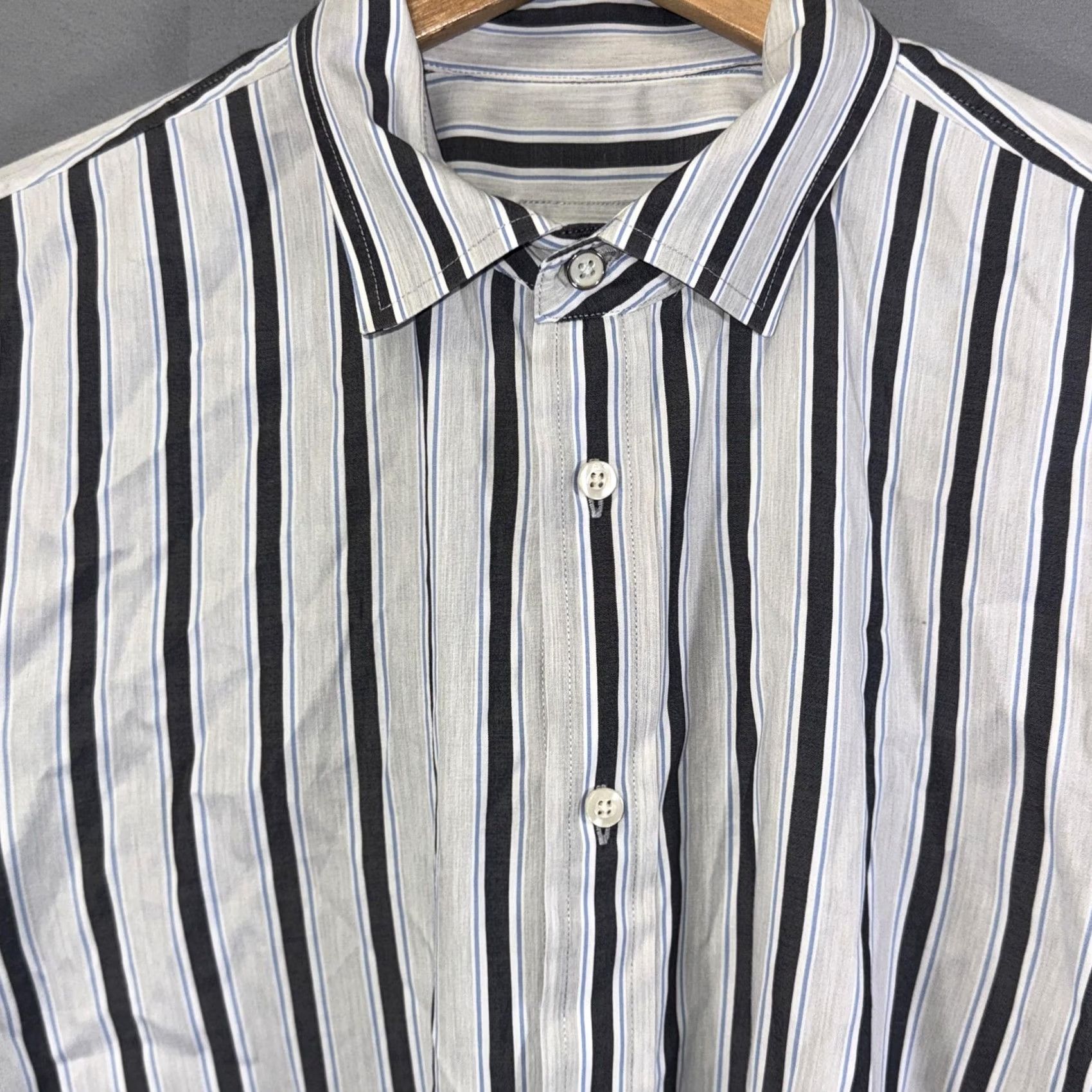 Giorgio Armani Armani Exchange Shirt Mens Large White Black Blue Stripe Slim Fit Button Up Size US M / EU 48-50 / 2 - 3 Thumbnail