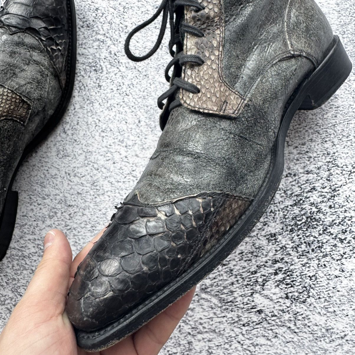 Sendra Sendra Boots Men's Ankle Boot Black Snake Python Leather Size US 8 / EU 41 - 9 Thumbnail