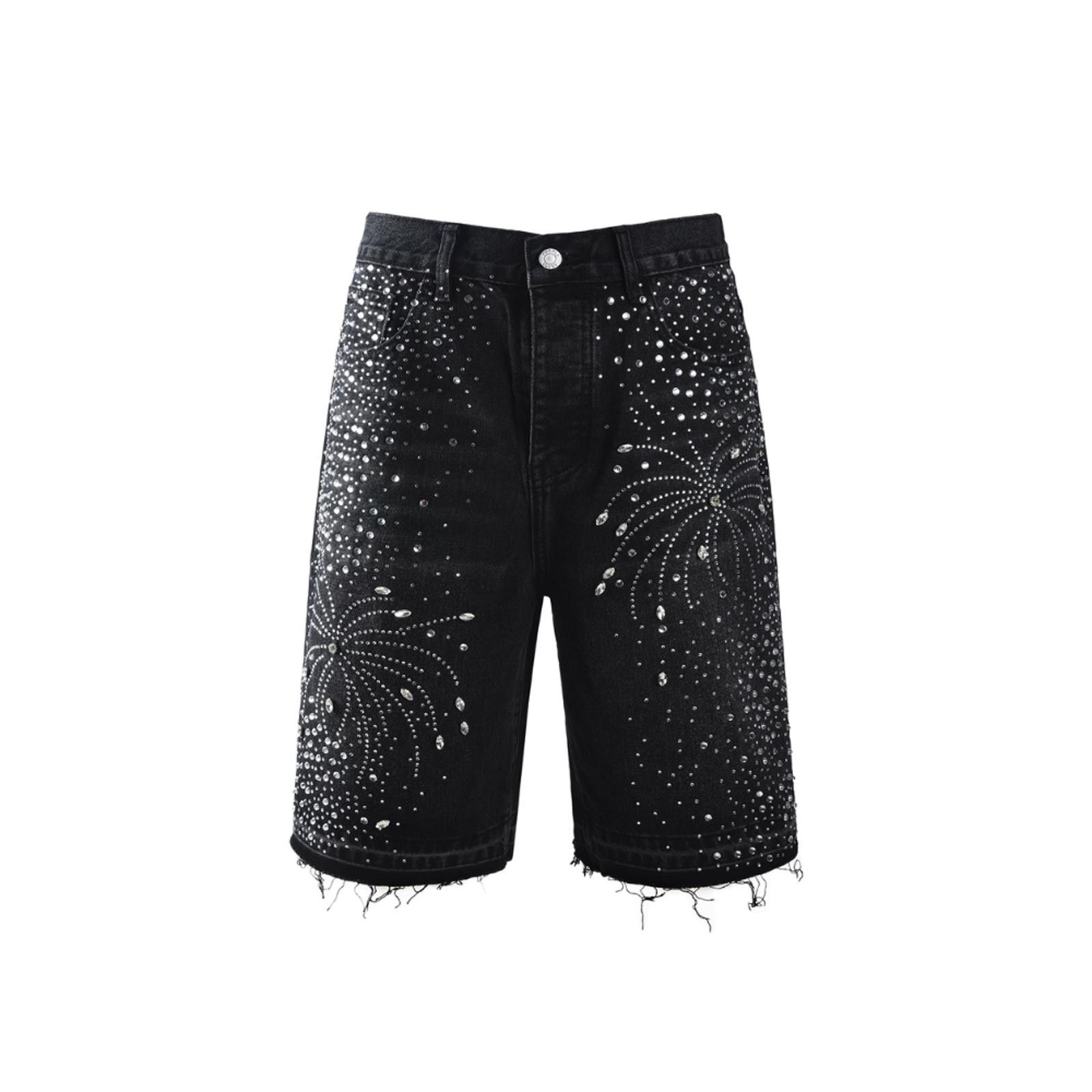 Japanese Brand Rhinestone Firework Denim Shorts Size 32" / US 10 / IT 46 - 4 Thumbnail