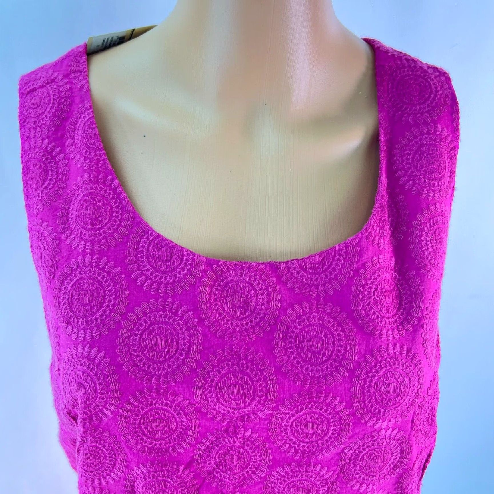 Vintage VINTAGE Hatley Women's Floral Embroidered Sleeveless Pink Cotton Shift Dress Size 10 Casual Size L / US 10 / IT 46 - 3 Thumbnail