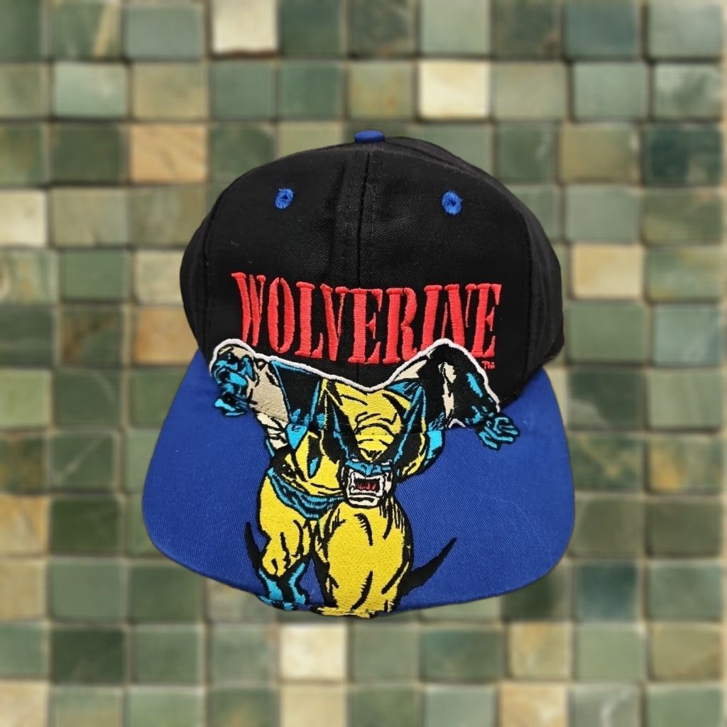 Vintage VINTAGE Wolverine Marvel Comics X-Men Mutant Gear Snapback Hat Cap Men Adjustable Black/Green 90s X-Men Wolverine Snapback Mens Size ONE SIZE - 1 Thumbnail