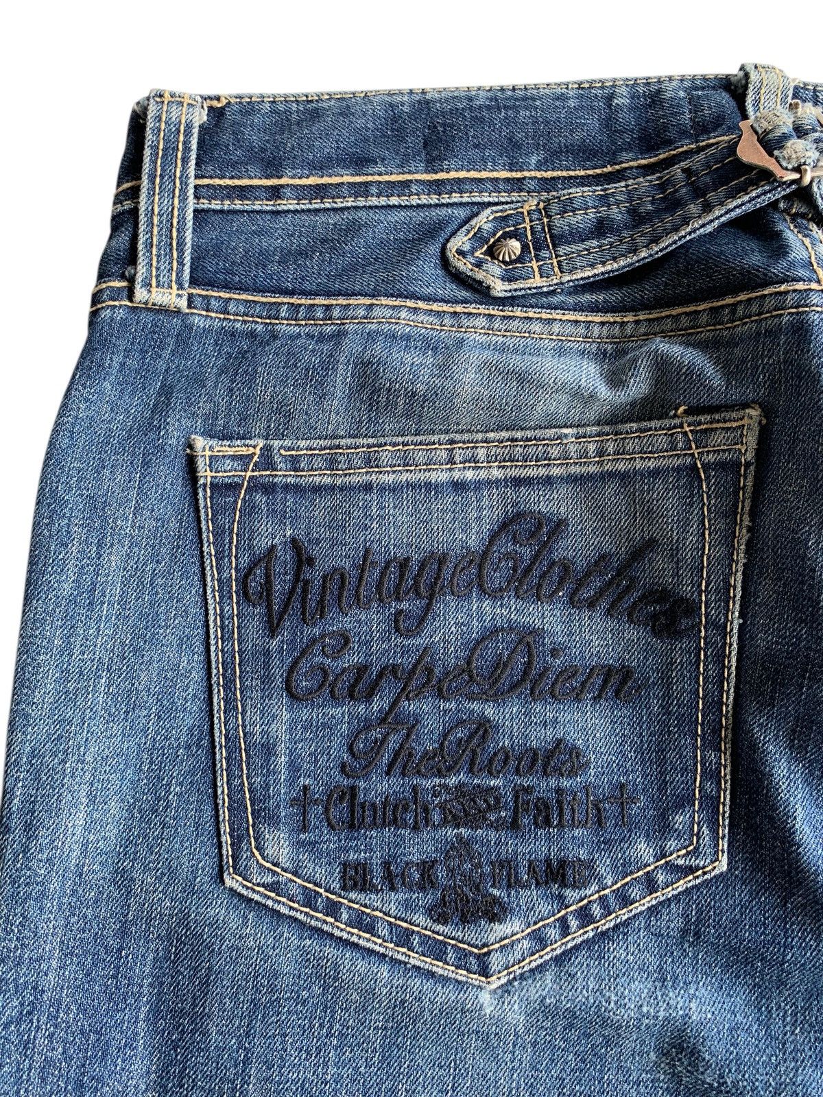 Other RARE BLACK FRAME SELVEDGE BUCKLE BACK FADED DISTRESSED DENIM Size US 32 / EU 48 - 14 Thumbnail