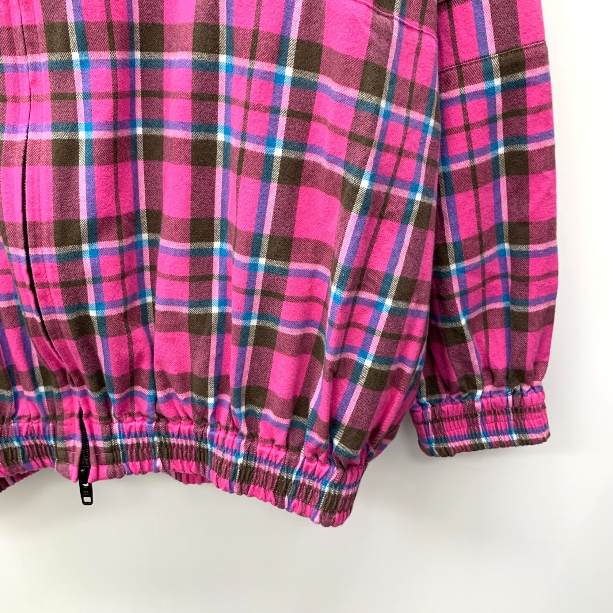 Balenciaga Balenciaga Pink Plaid Cotton Zip-Up Jacket With Elastic Hem Size XXS / US 00 / IT 34 - 6 Thumbnail