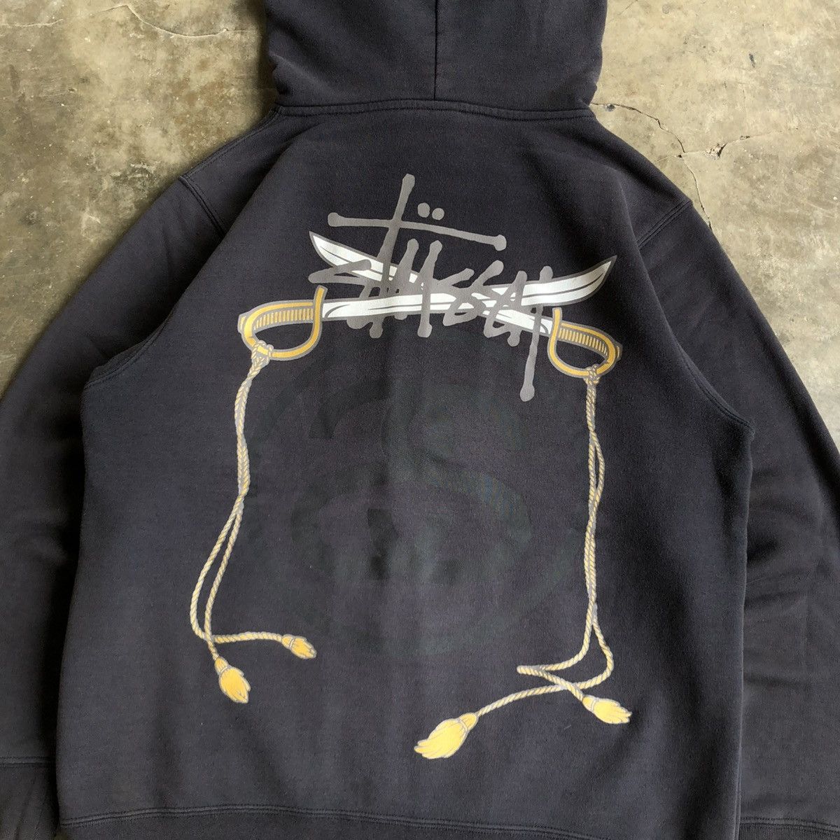 Stussy Vintage Trashed Stussy Dagger Rope Logo Ziphoodie Black Size US L / EU 52-54 / 3 - 2 Thumbnail