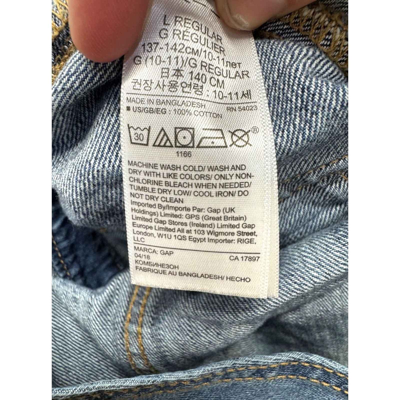 Gap Gap Denim Overalls L Regular Blue Distressed Jeans Made In Bangladesh #7989 Size US 33 - 6 Thumbnail
