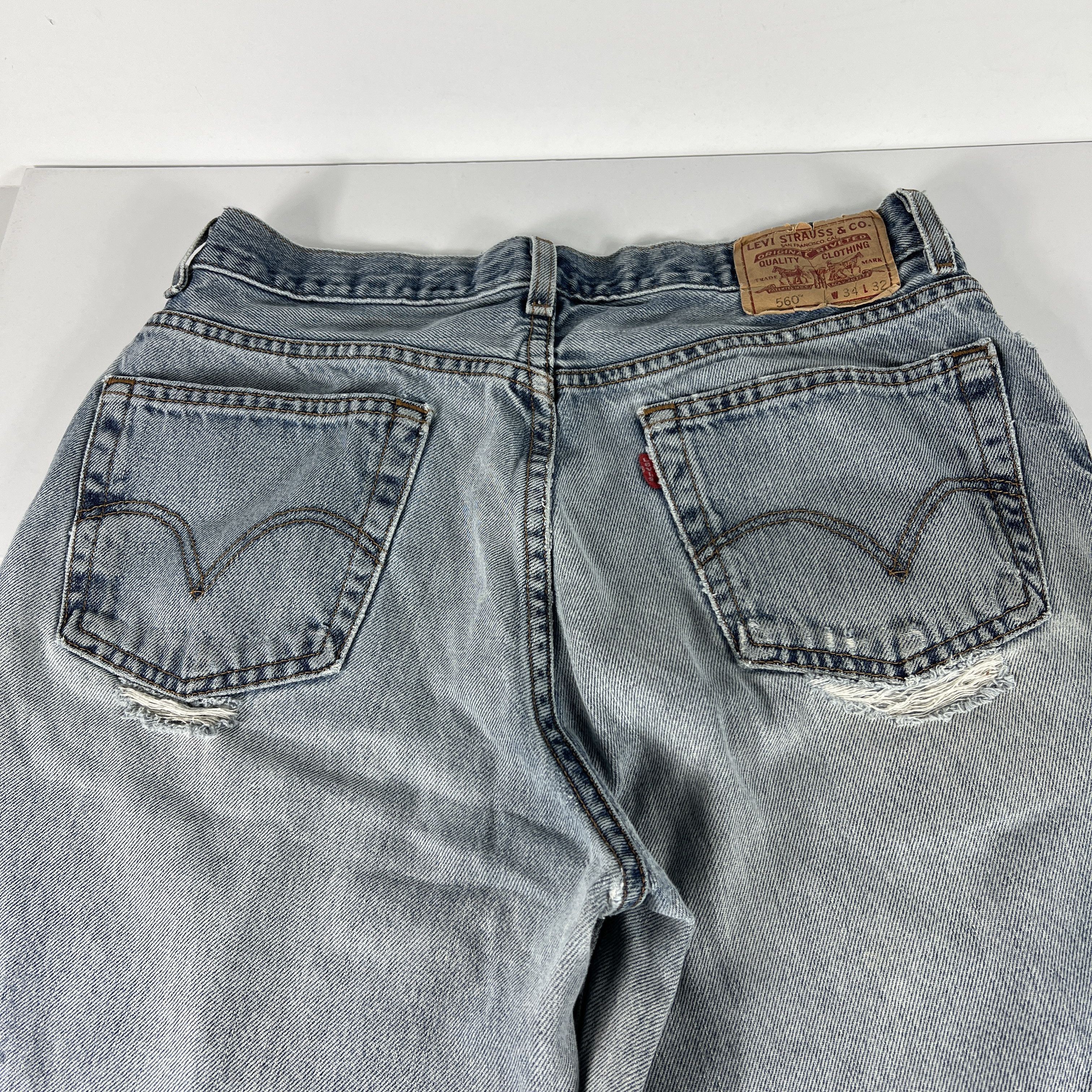 Levi's × Vintage Y2K Levi's Jeans 560 Loose Taper Blue Grunge Denim Size US 33 - 5 Thumbnail