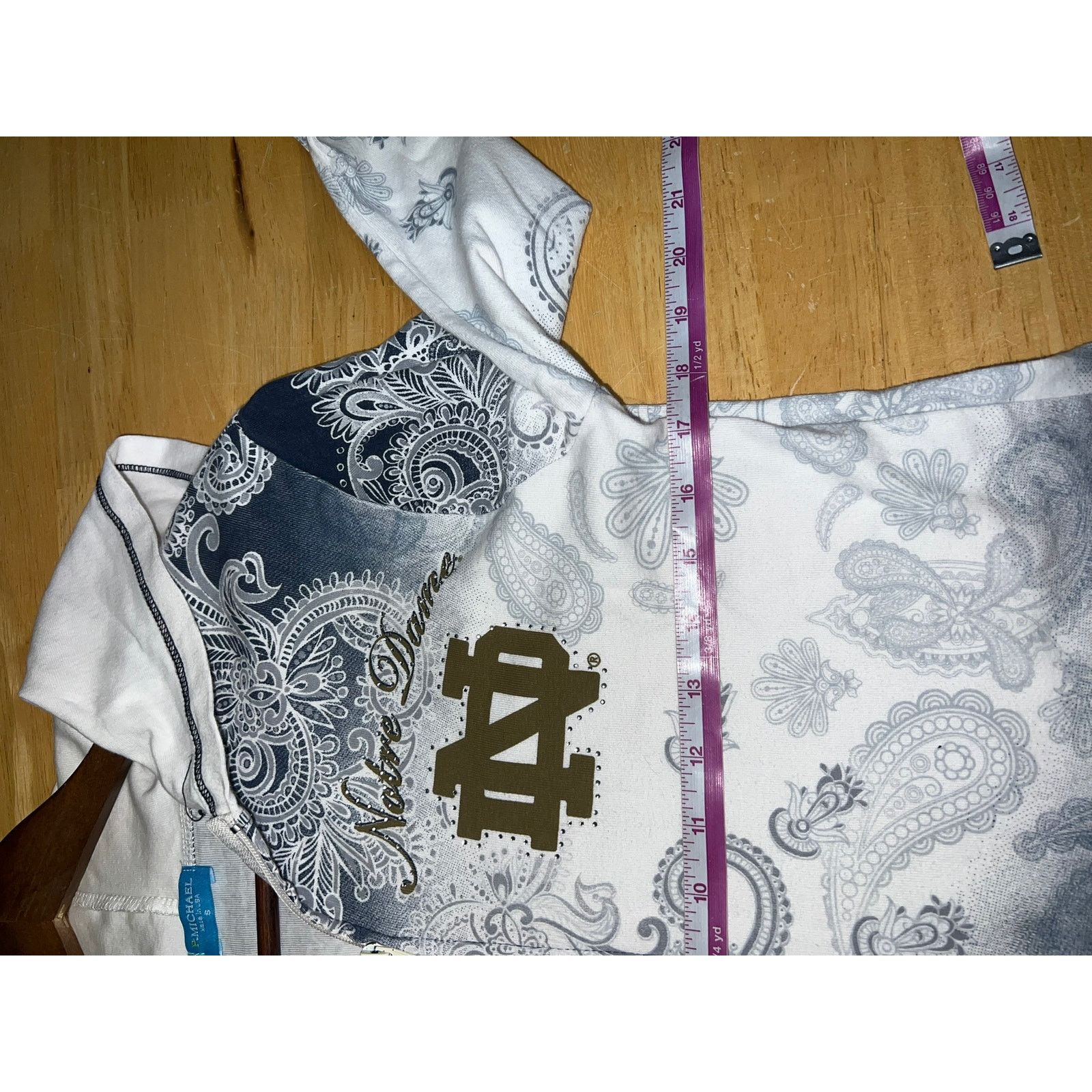 Vintage Womens Notre Dame Top Full Zip Tee Shirt P. Michael Small Size S / US 4 / IT 40 - 9 Thumbnail