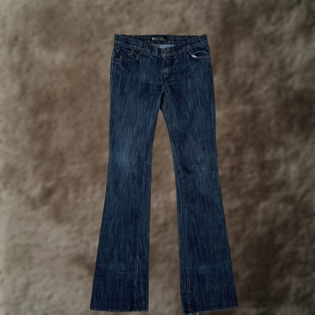 Vintage Rock & Republic Jeans Womens 27 Dark Wash Bootcut Embellished Pockets Denim Size 27" / US 4 / IT 40 - 1 Thumbnail