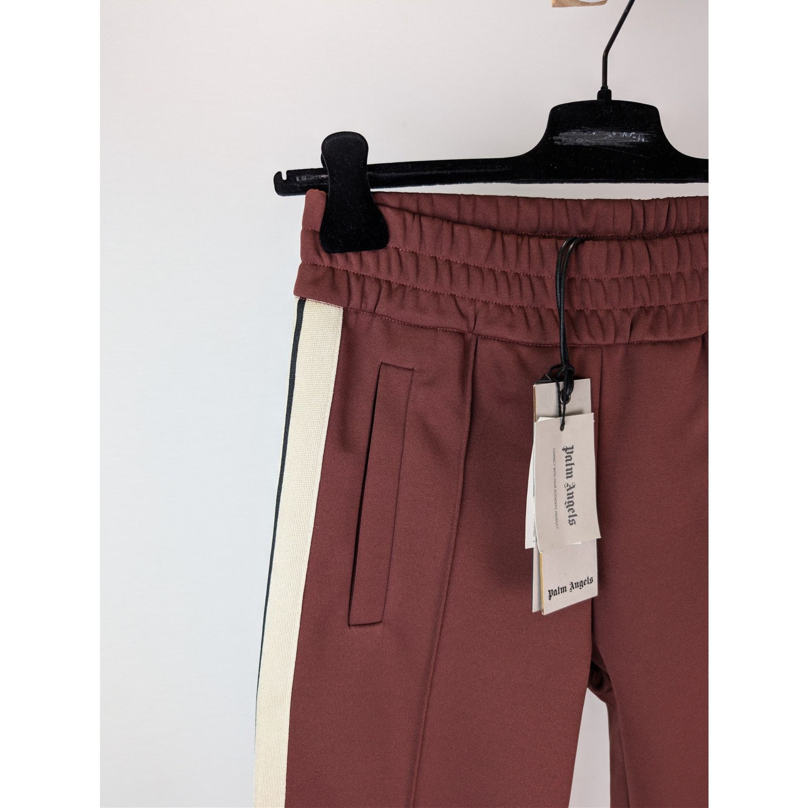Palm Angels o1rshd1 Classic Logo Track Pants in Burgundy / Off White Size US 34 / EU 50 - 6 Thumbnail