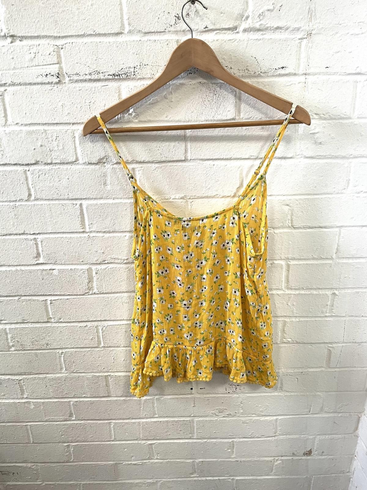 Superdry Superdry Yellow Floral Spaghetti Strap Tank Top Size L / US 10 / IT 46 - 1 Thumbnail