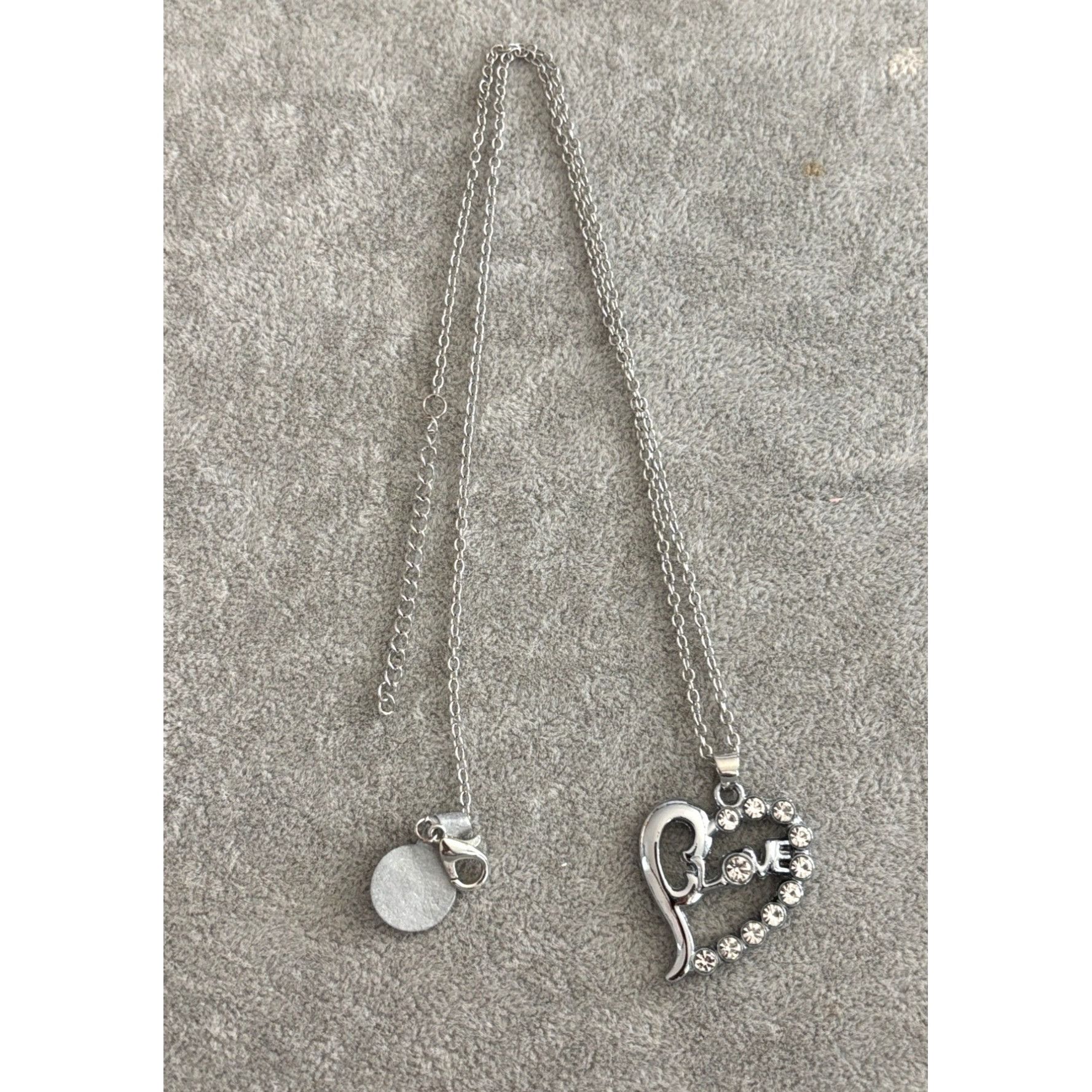 Other Heart-Shaped "Love" Rhinestone Pendant Necklace With Silver- Size ONE SIZE - 1 Thumbnail