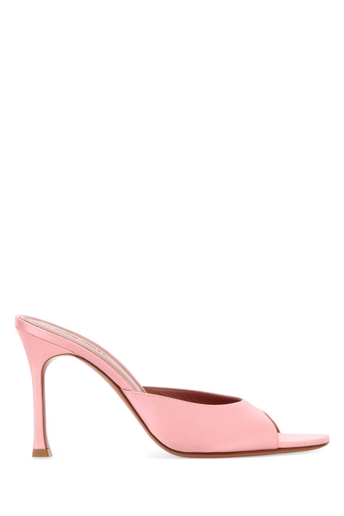 Amina Muaddi Pastel Pink Satin Alexa Mules Size US 11 / IT 41 - 1 Thumbnail