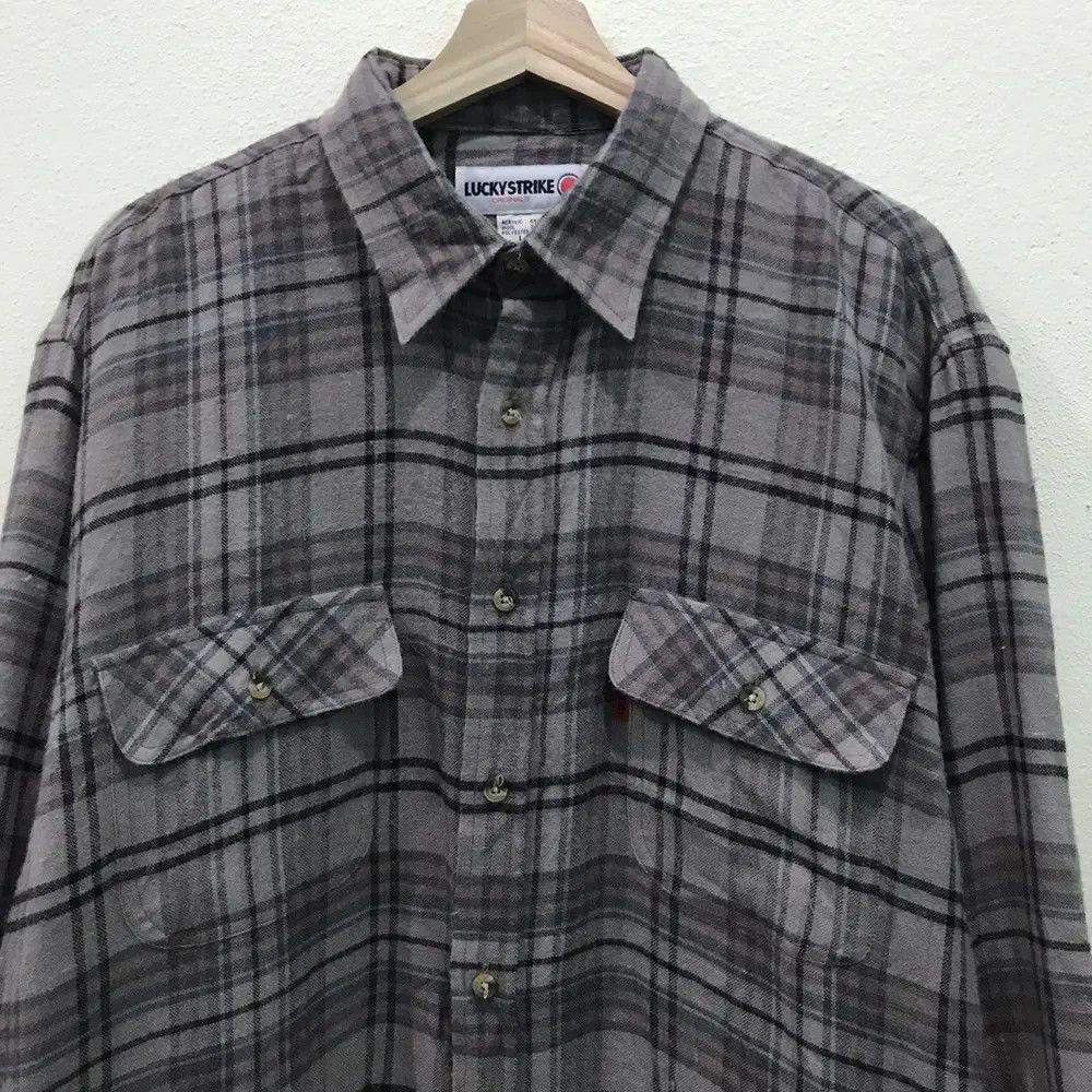 Flannel Vintage Lucky Strike Racing Plaid Tartan Flannel Shirt Size US M / EU 48-50 / 2 - 3 Thumbnail