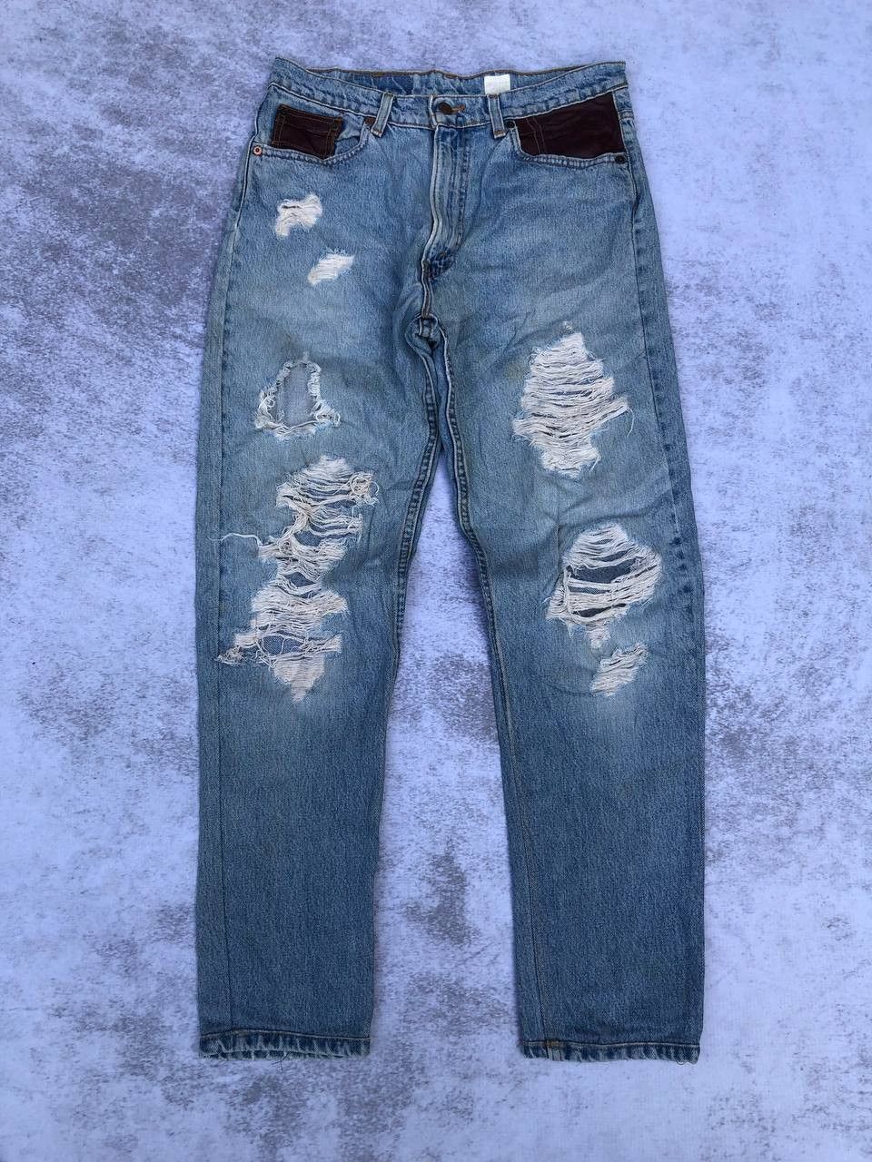 Levi's Vintage Thrashed Levi's Leather Pocket Ripped Jeans Size US 33 - 1 Thumbnail
