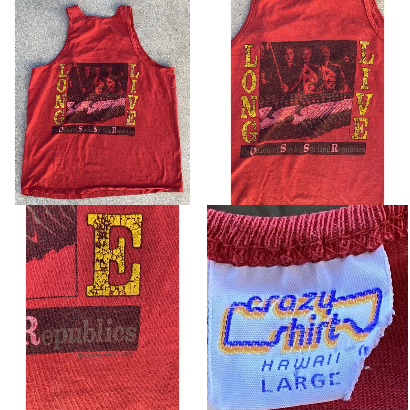 Vintage VINTAGE USSR Surf Team Long Live The Union Of Soviet Surfing Republics Tank Top Size US L / EU 52-54 / 3 - 9 Thumbnail
