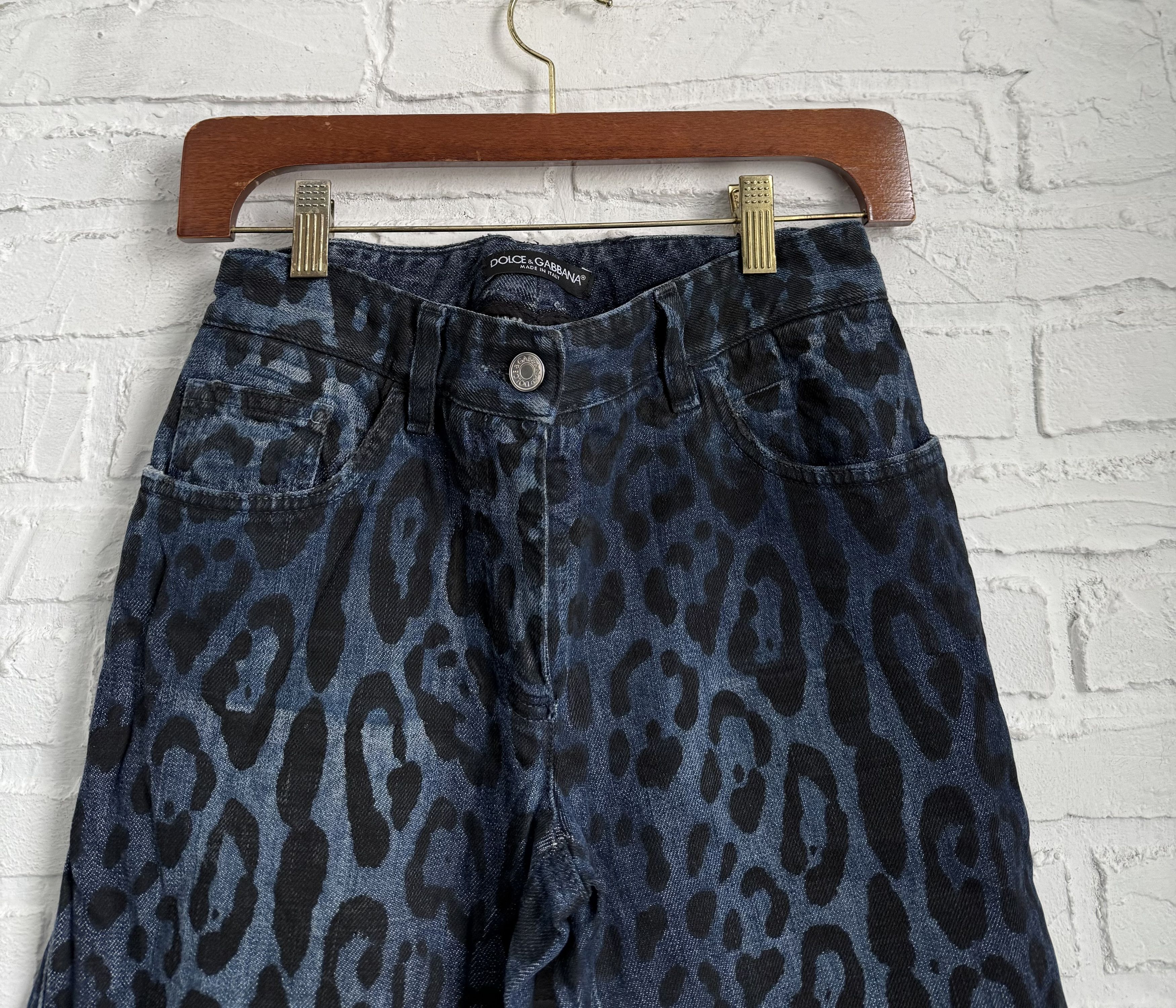 Dolce & Gabbana Dolce & Gabbana Leopard Print Slim blue Jeans Size 24" / US 00 / IT 34 - 6 Thumbnail