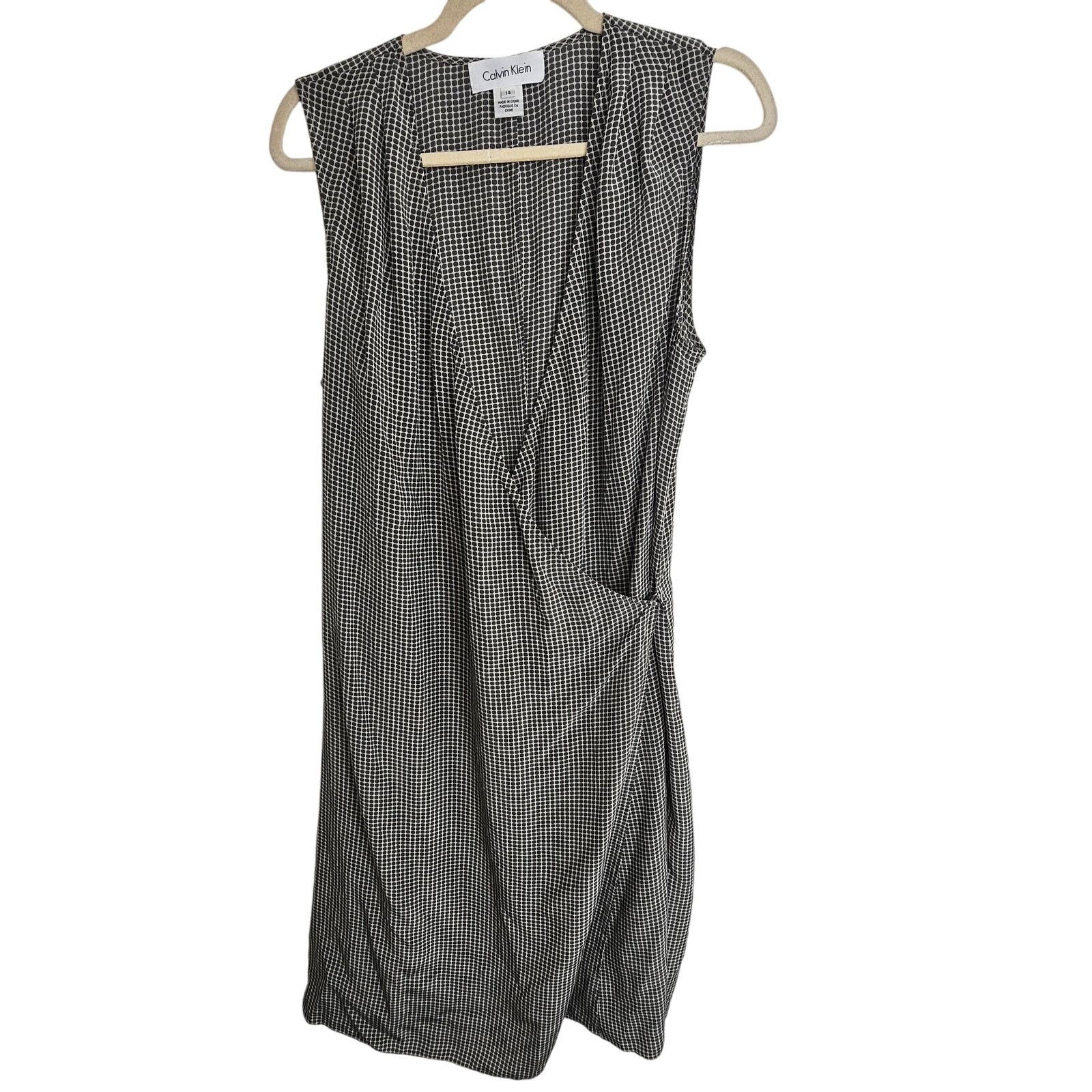 Vintage Calvin Klein Womens Y2K Silk Wrap Dress Geometric