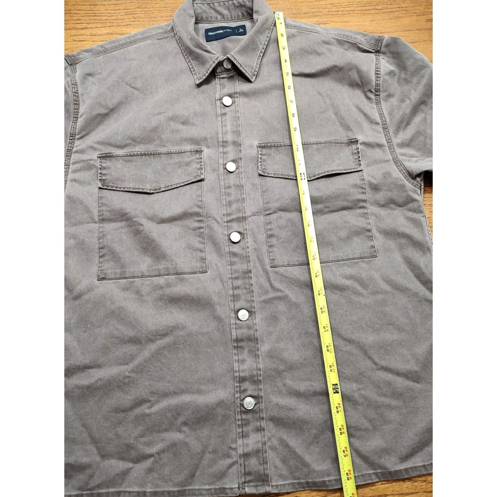 Abercrombie & Fitch Abercrombie & Fitch Mens Denim Shirt Button-Up Pockets Brown 90s Outdoor Casual Large) Size US L / EU 52-54 / 3 - 7 Thumbnail