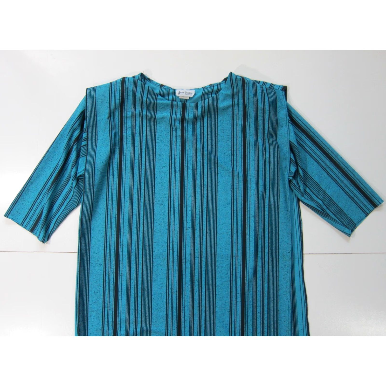 Vintage VINTAGE Jane Baar New York Blue Black Stripe 3/4 Sleeve Tunic Boxy Dress 12/L Size XL / US 12-14 / IT 48-50 - 3 Thumbnail