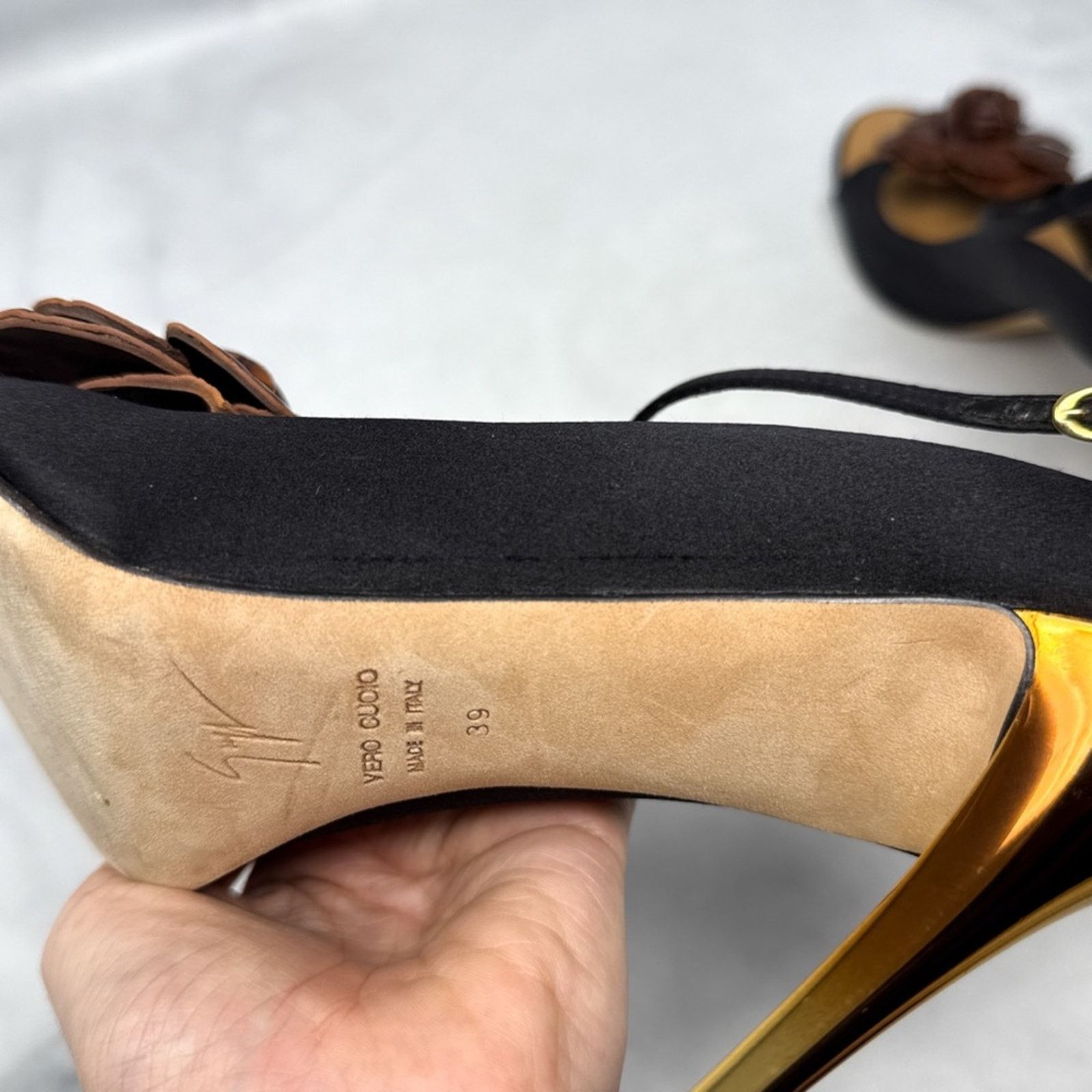 Giuseppe Zanotti Giuseppe Zanotti Vintage Y2K Leather Croc Flower Silk Heels Size US 9 / IT 39 - 8 Thumbnail