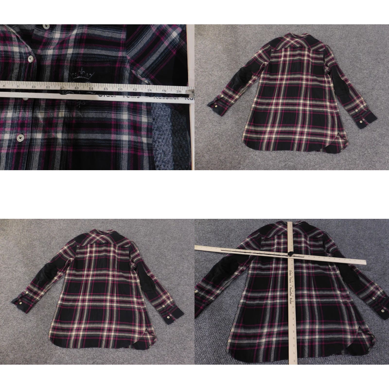 Soft Surroundings Soft Surroundings Shirt Womens Small Black Pink Plaid Button Front Tunic Crest Size S / US 4 / IT 40 - 8 Thumbnail