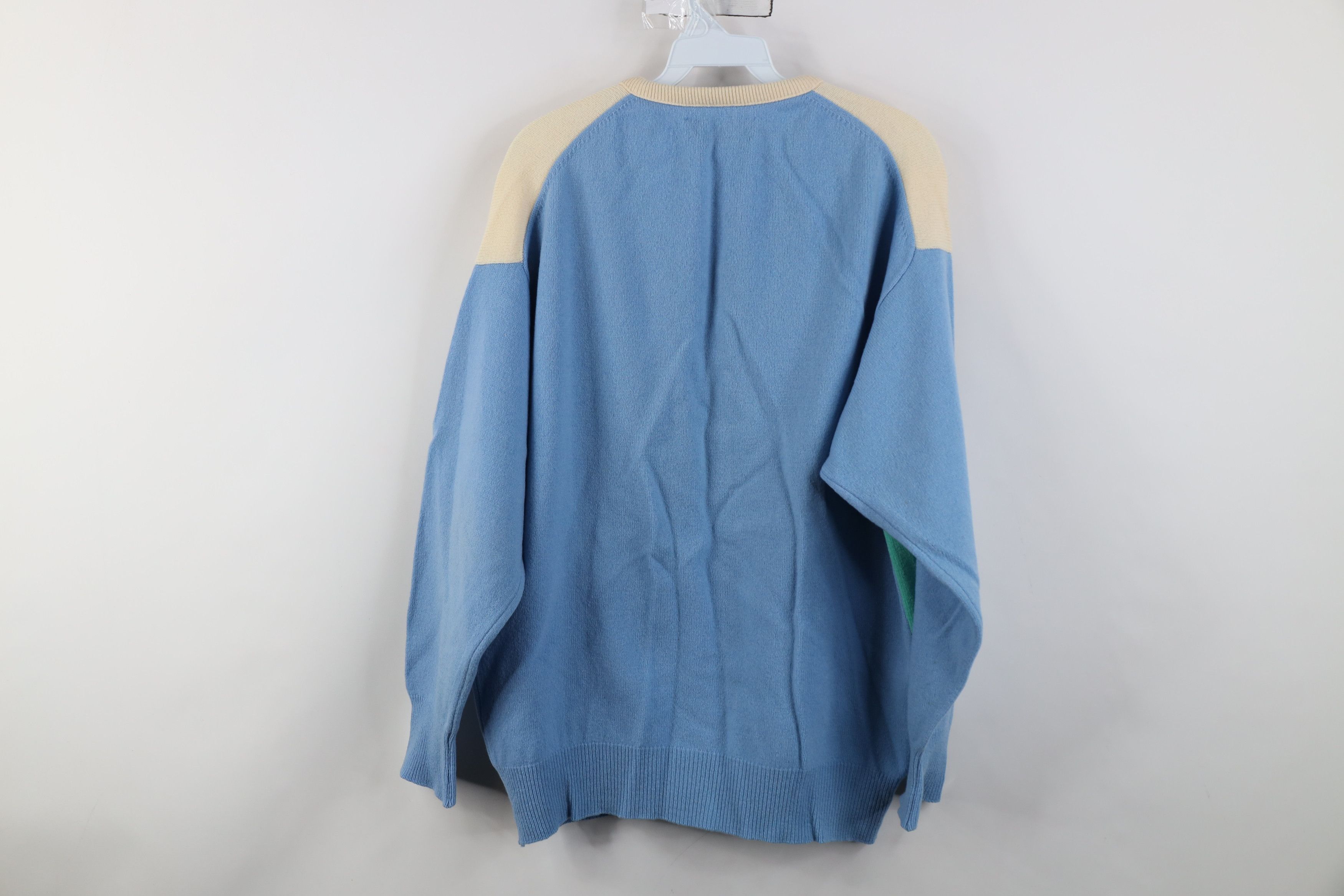 Vintage Vintage 70s Streetwear Diamond Lambswool Knit V-Neck Sweater Size US XXL / EU 58 / 5 - 10 Thumbnail