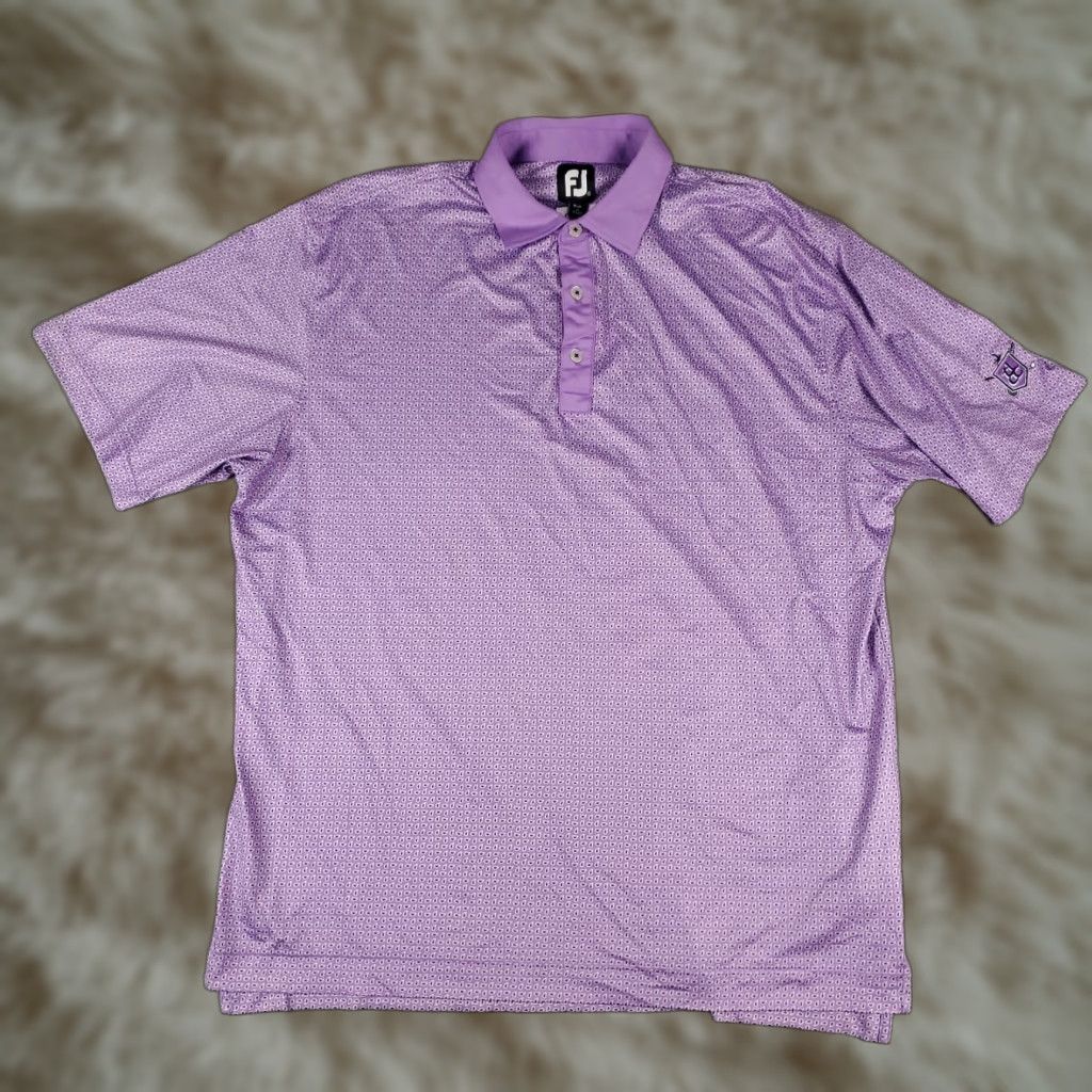 Footjoy FootJoy Polo Shirt Mens XL Purple Paisley Golf Casual Short Sleeve Size US XL / EU 56 / 4 - 1 Thumbnail