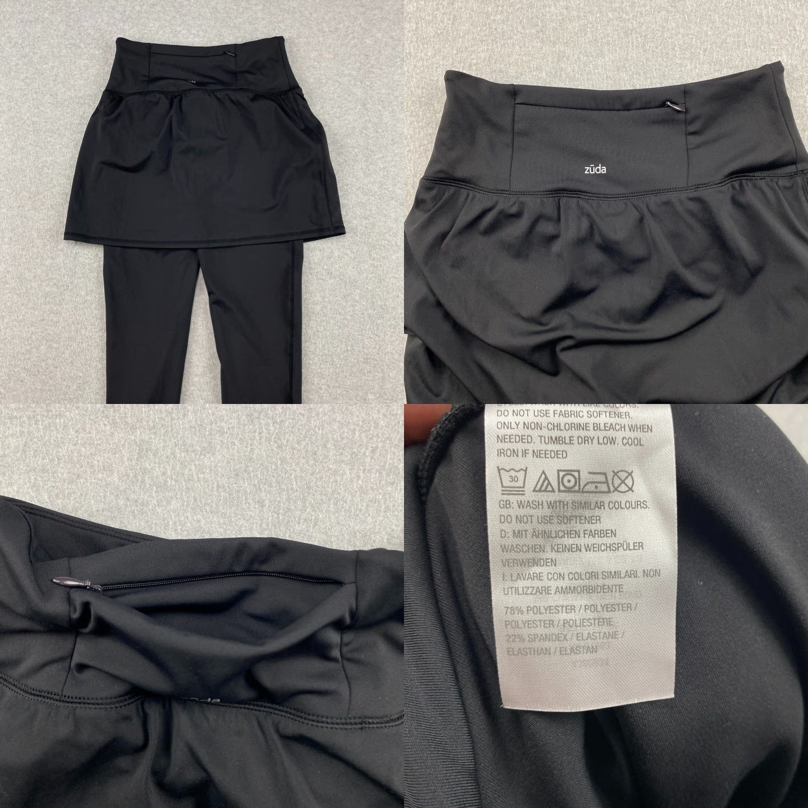 Vintage Zuda Leggings Womens Cropped Skirted 2XS Black Stretch Pockets Breathable Activewear Tennis Running Walking Dance Athleisure Modern Size 24" / US 00 / IT 34 - 10 Thumbnail
