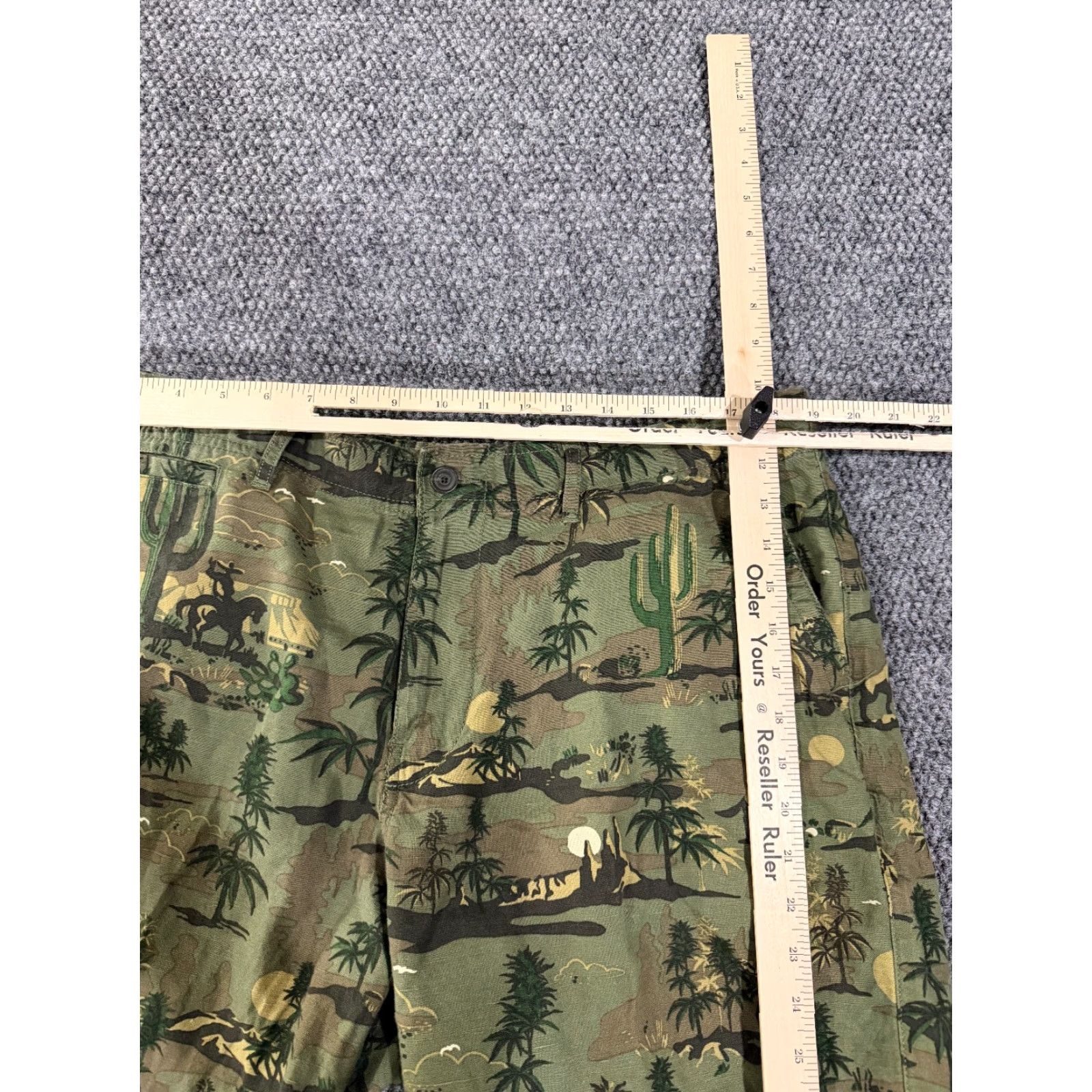 Lucky Brand Lucky Brand Shorts Mens 36 Green Camo Desert Western Cowboy Cactus linen Size US 36 / EU 52 - 3 Thumbnail