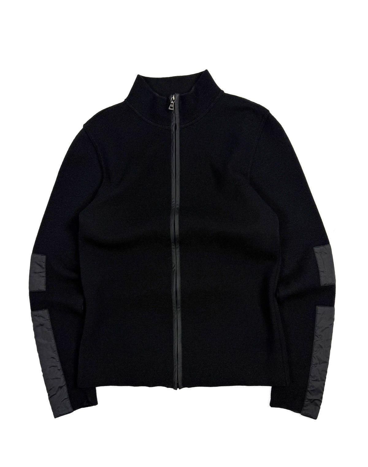 Prada Prada Wool Knit Full Zip Sweater Nylon Panels Black Women’s Size S / US 4 / IT 40 - 1 Thumbnail