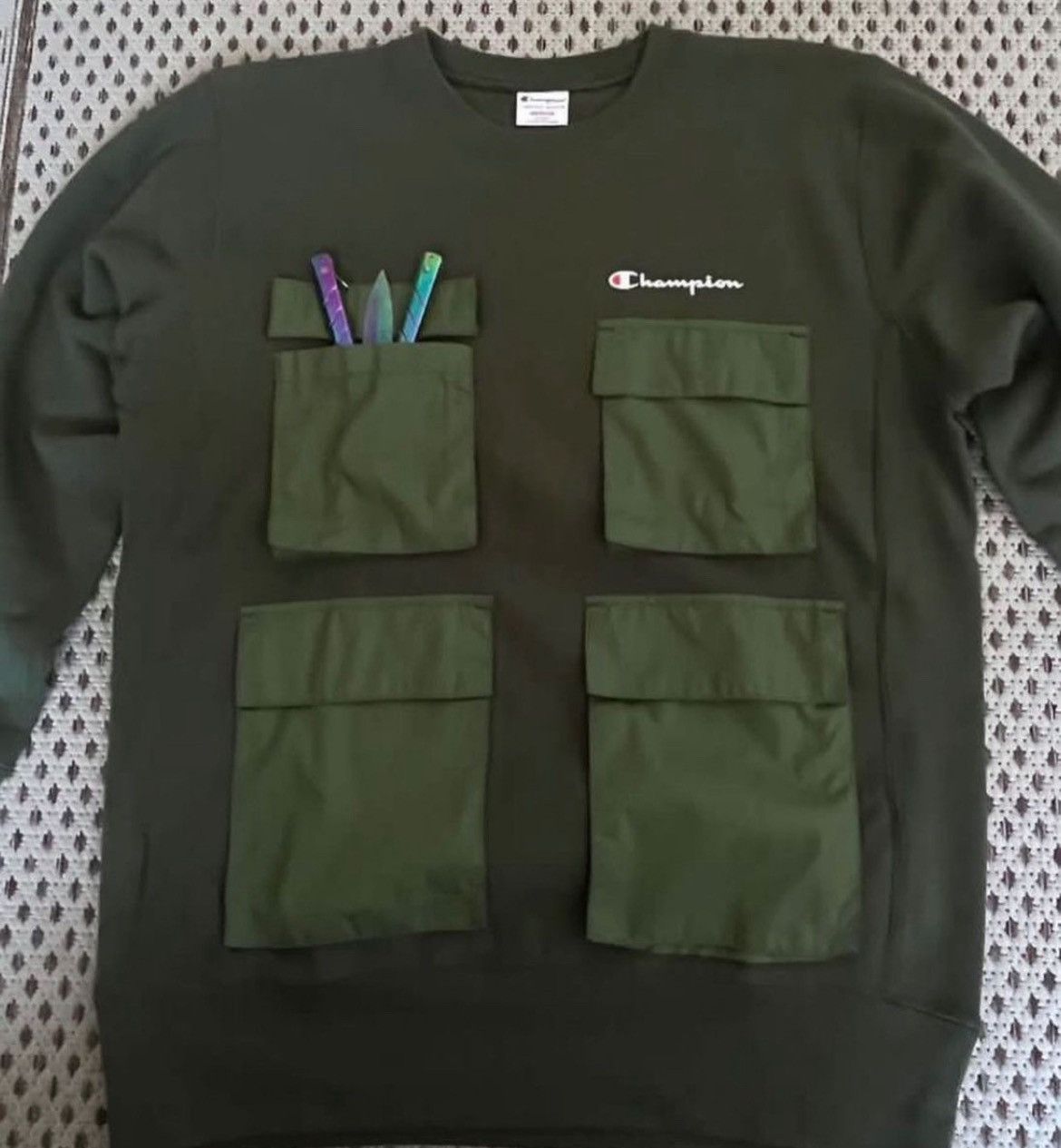 Champion Champion Sweatshirt Cargo Nylon Pockets Size US M / EU 48-50 / 2 - 2 Thumbnail