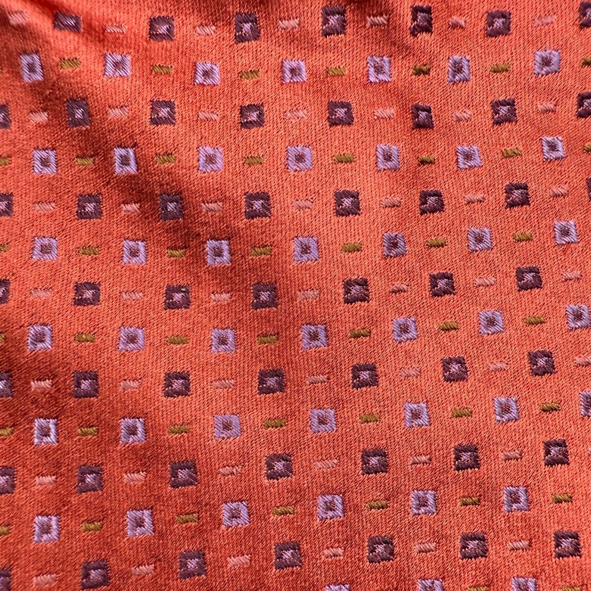 Ike Behar Ike Behar Silk Tie, Orange Woven Pattern, Made in USA Size ONE SIZE - 3 Thumbnail