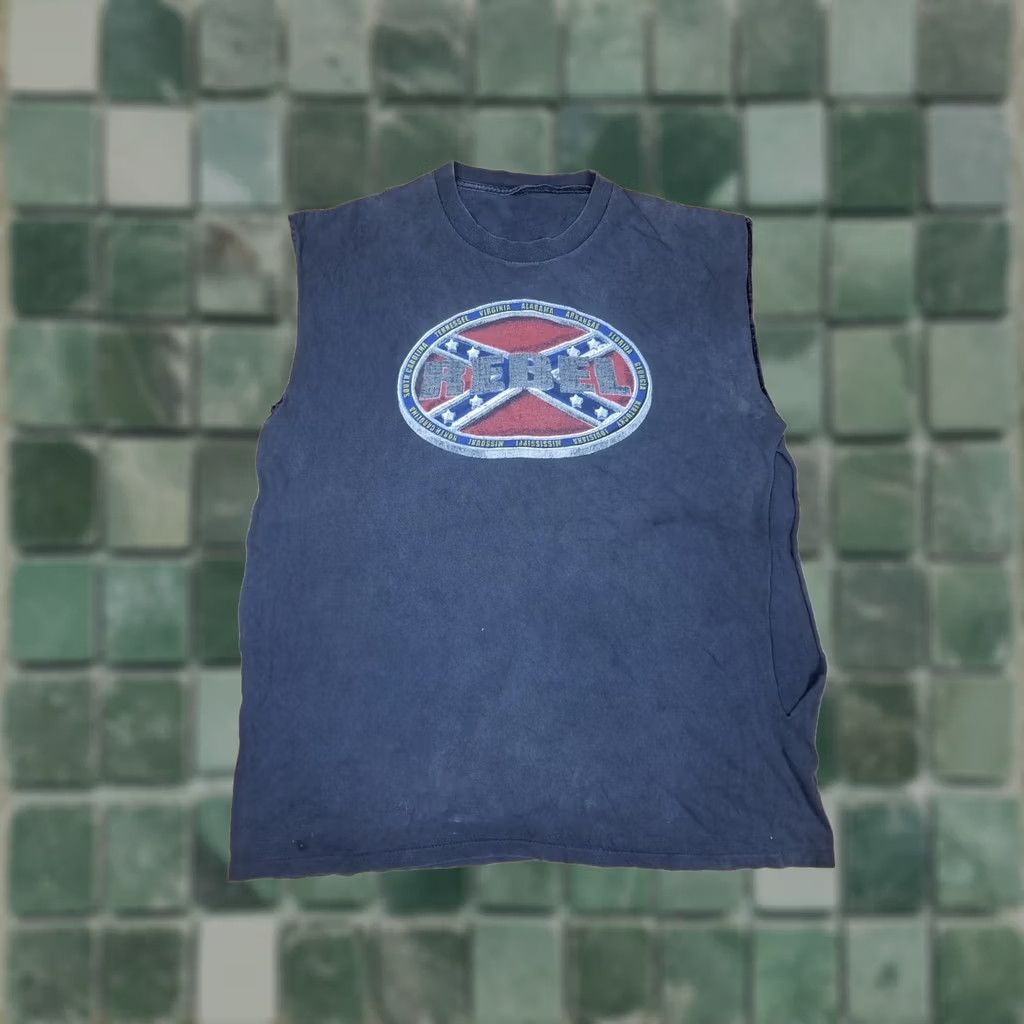 Vintage VINTAGE REBEL SUN BLACK COTTON T-SHIRT SZ XL FADED TRAHSED 90' Size US XL / EU 56 / 4 - 1 Thumbnail