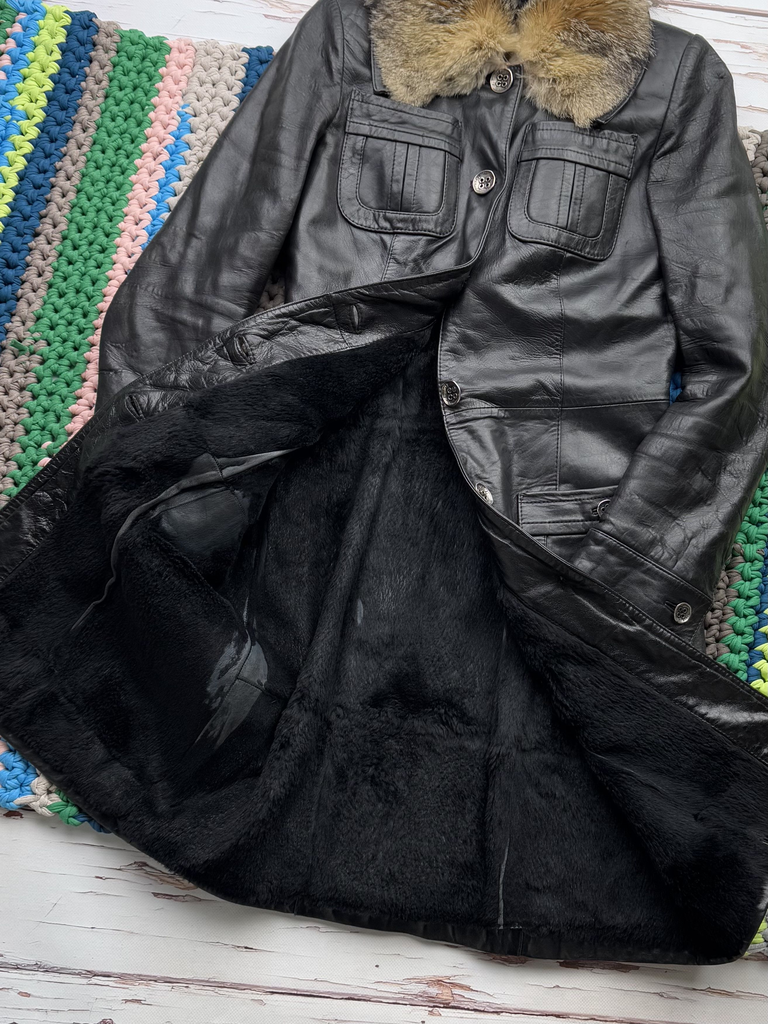 Vintage Vintage Leather Coat With Real Fur Details (V215)(D15) Size S / US 4 / IT 40 - 7 Thumbnail
