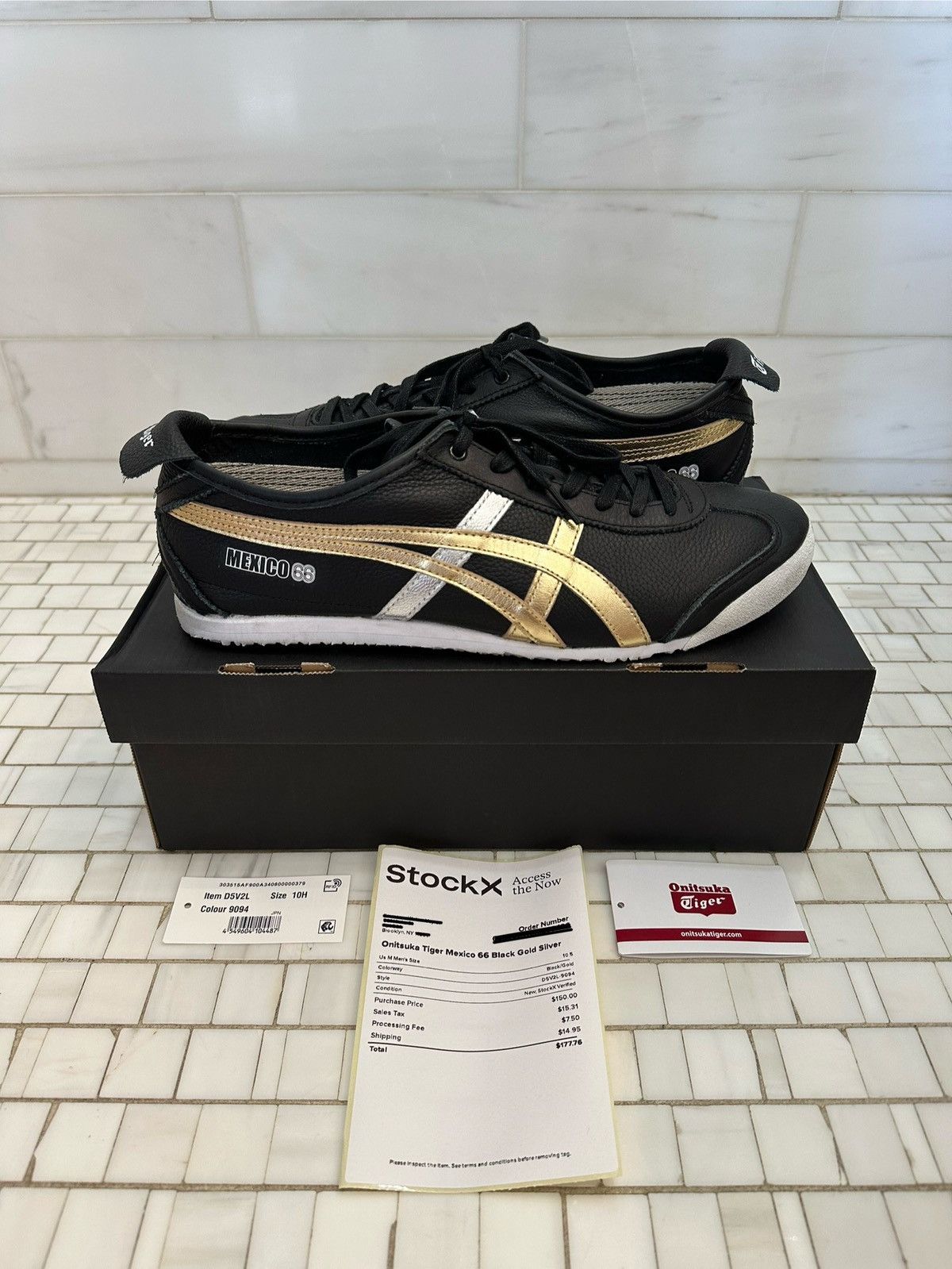 Onitsuka Tiger Mexico 66 Black Gold Silver Low Top Sneakers