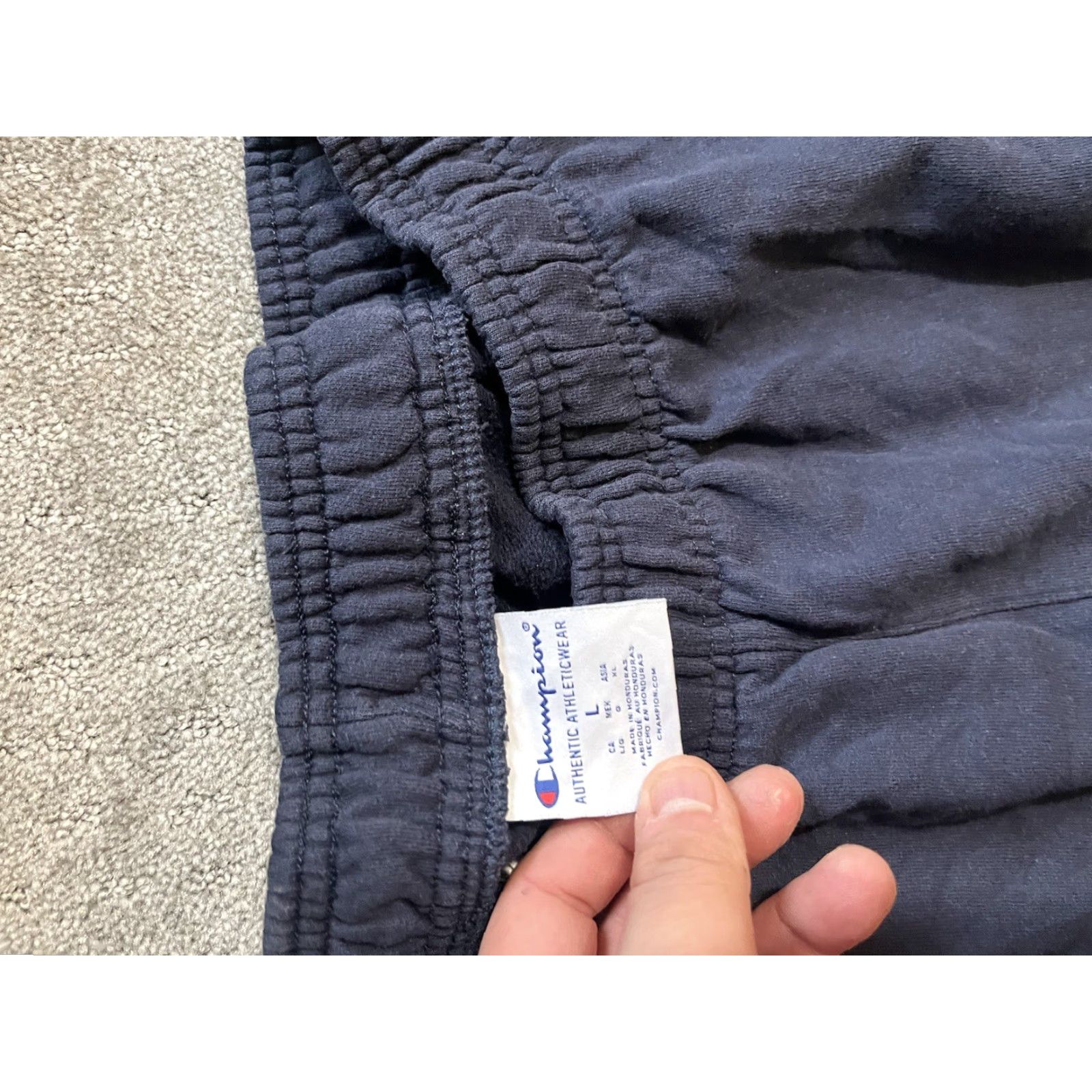 Champion Champion Sweatpants Men’s Large Authentic Straight Pocket Logo Navy Blue Cotton Pants Regular Relaxed Size US 33 - 5 Thumbnail