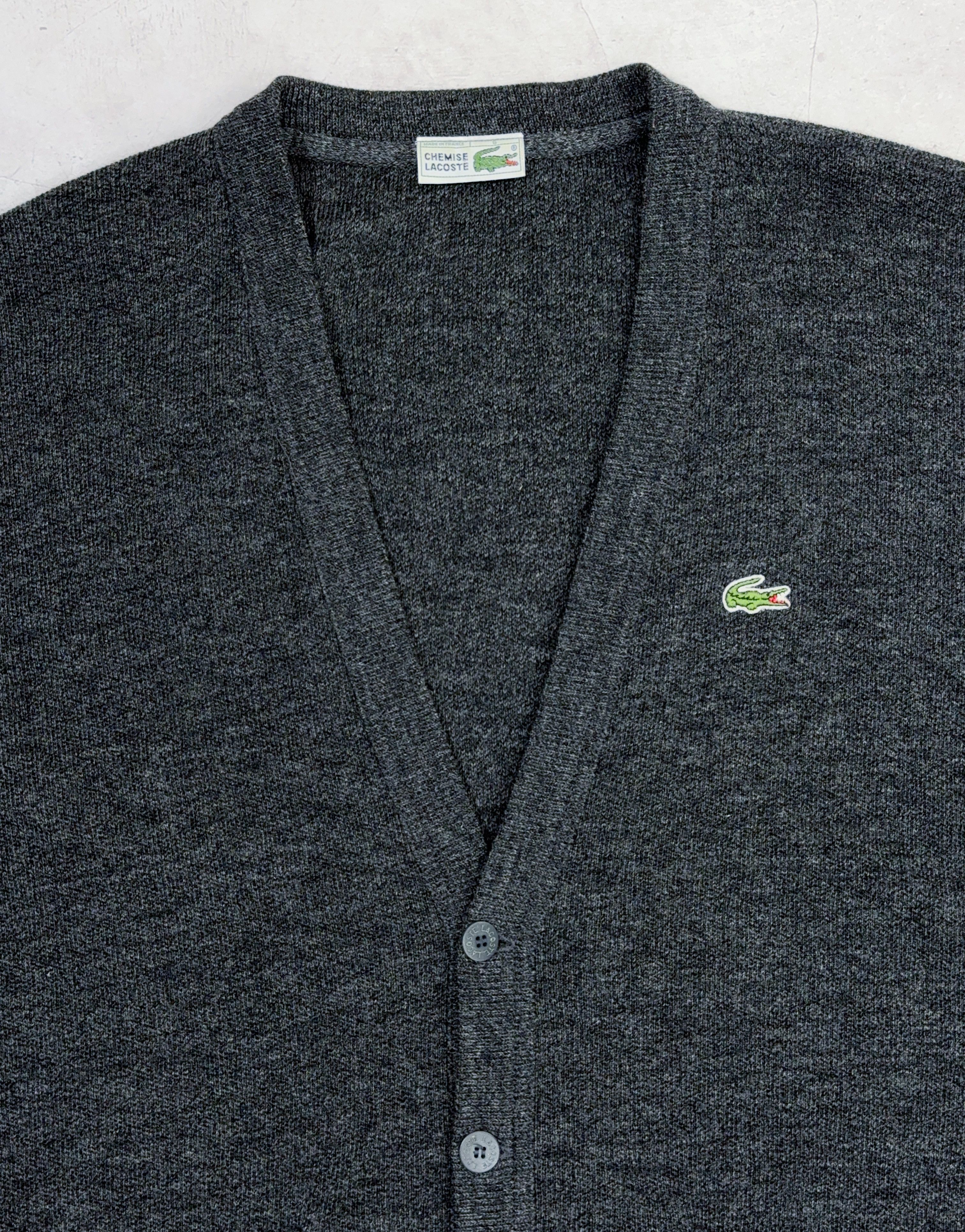 Lacoste 80s Chemise Lacoste Knit Cardigan Wool FRANCE Size US XL / EU 56 / 4 - 3 Thumbnail