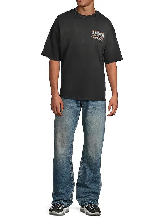 Amiri os11x1225 Sunny Place Oversized T-Shirt in Black Size US L / EU 52-54 / 3 - 2 Thumbnail