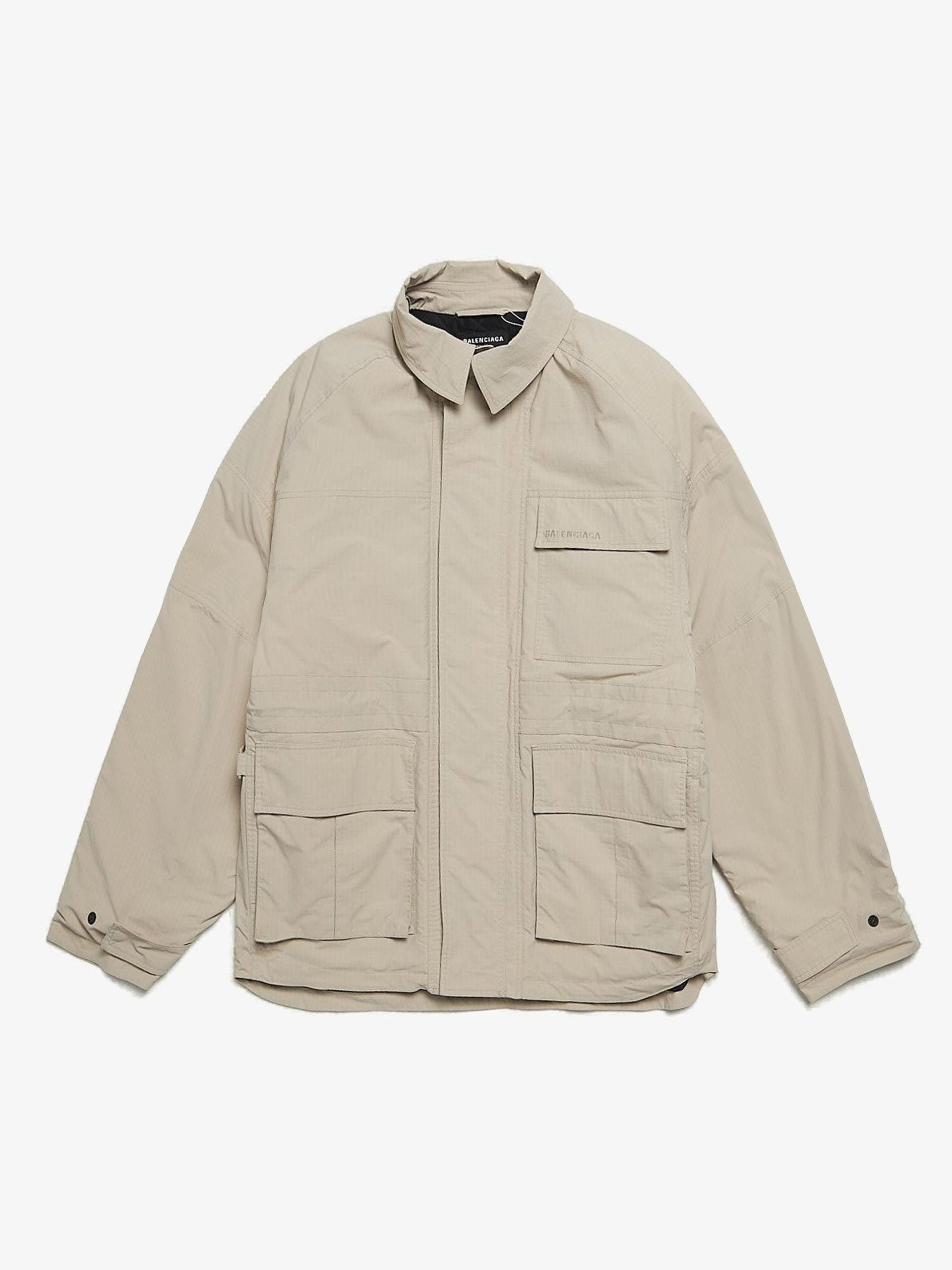 image of Balenciaga Beige Oversize Logo Jacket, Men's (Size 2XL)